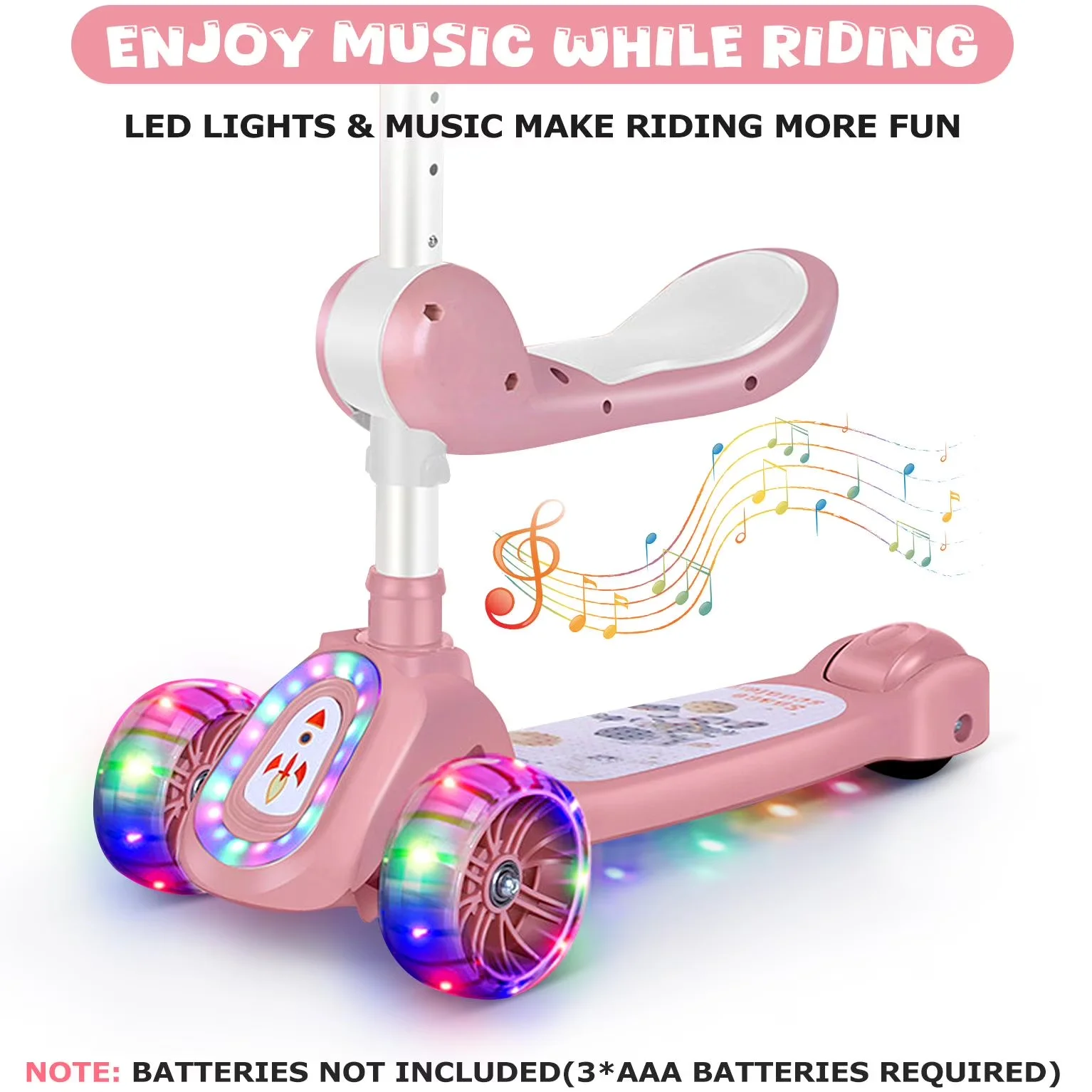 Scooter Innovative with LED, Foldable, Kids - Plastic - Residential Grade Model 3B05CF