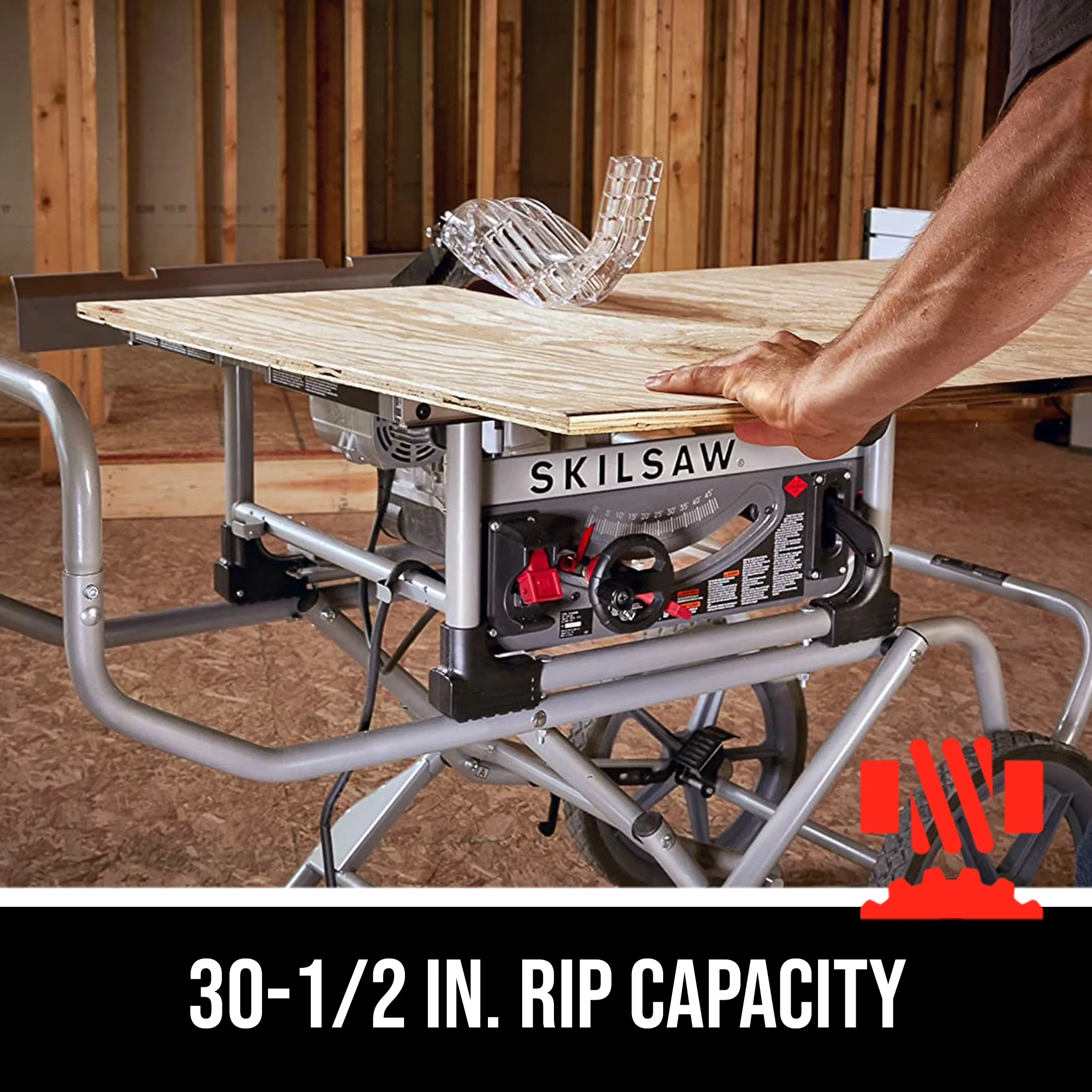 Classic Power Saw with Battery, Stand and Rack and Pinion System - Red Model 350C59