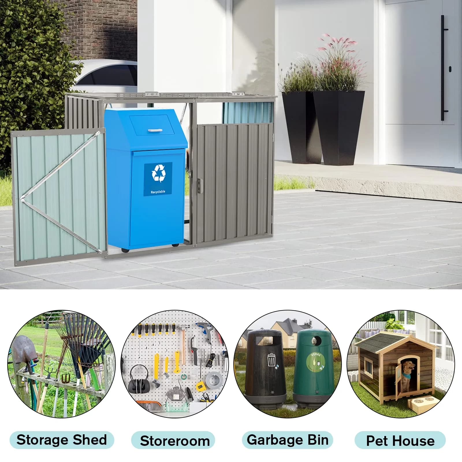 Quality Shed with Rot Resistant, Mold Resistant, Uv Resistant - Grey Stainless Galvanized Steel for Garden Model 64E6CF