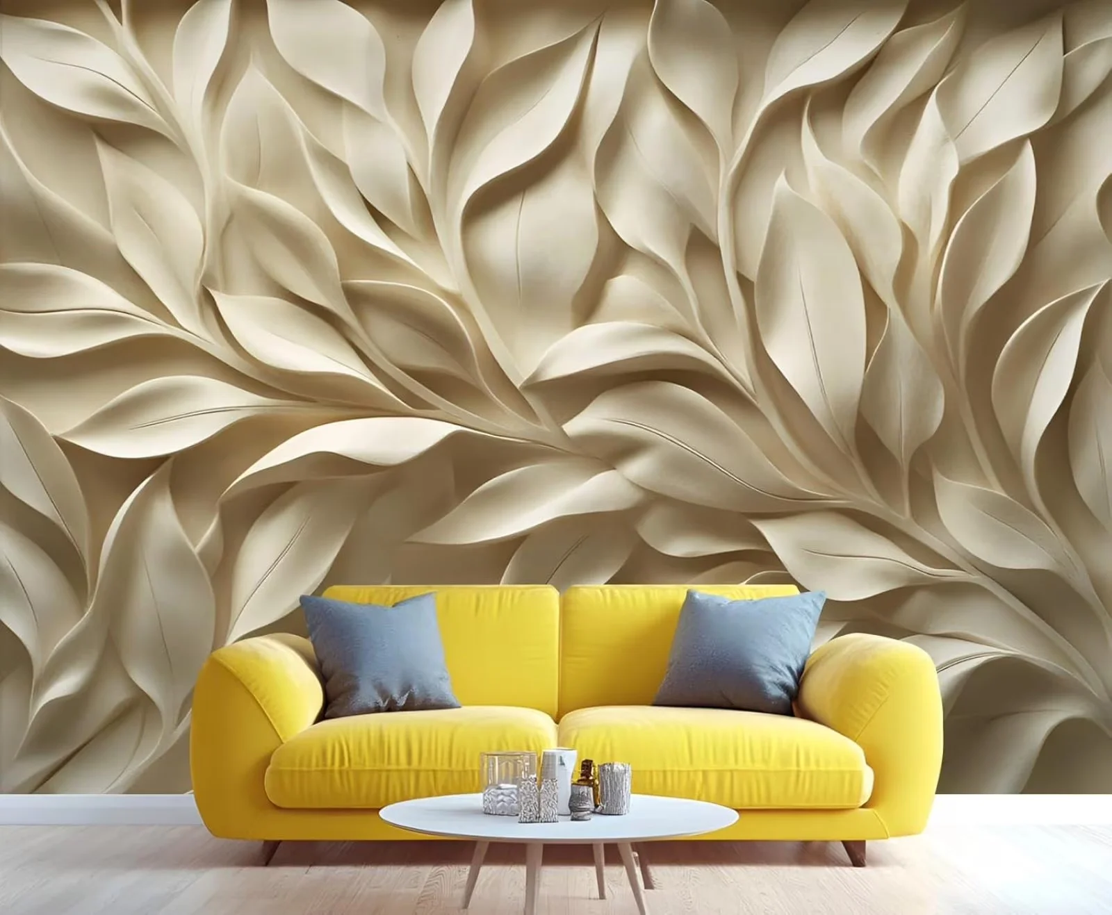 Premium Wallpaper with Durable, Stereo Relief Gold Leaf Wall Mural - Gold High-Quality Canvas for Living Room, Bedroom Model 26D75C