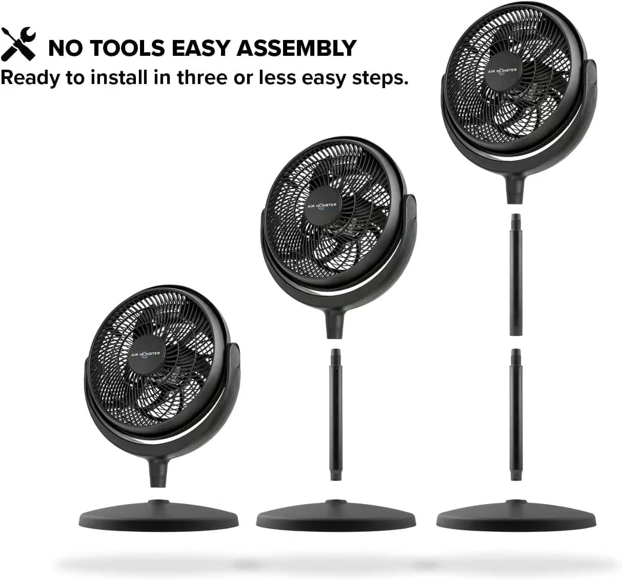 Professional Fans In Cooling with Adjustable Height, High Velocity, Turbo fan - Black Plastic Model 6024A1