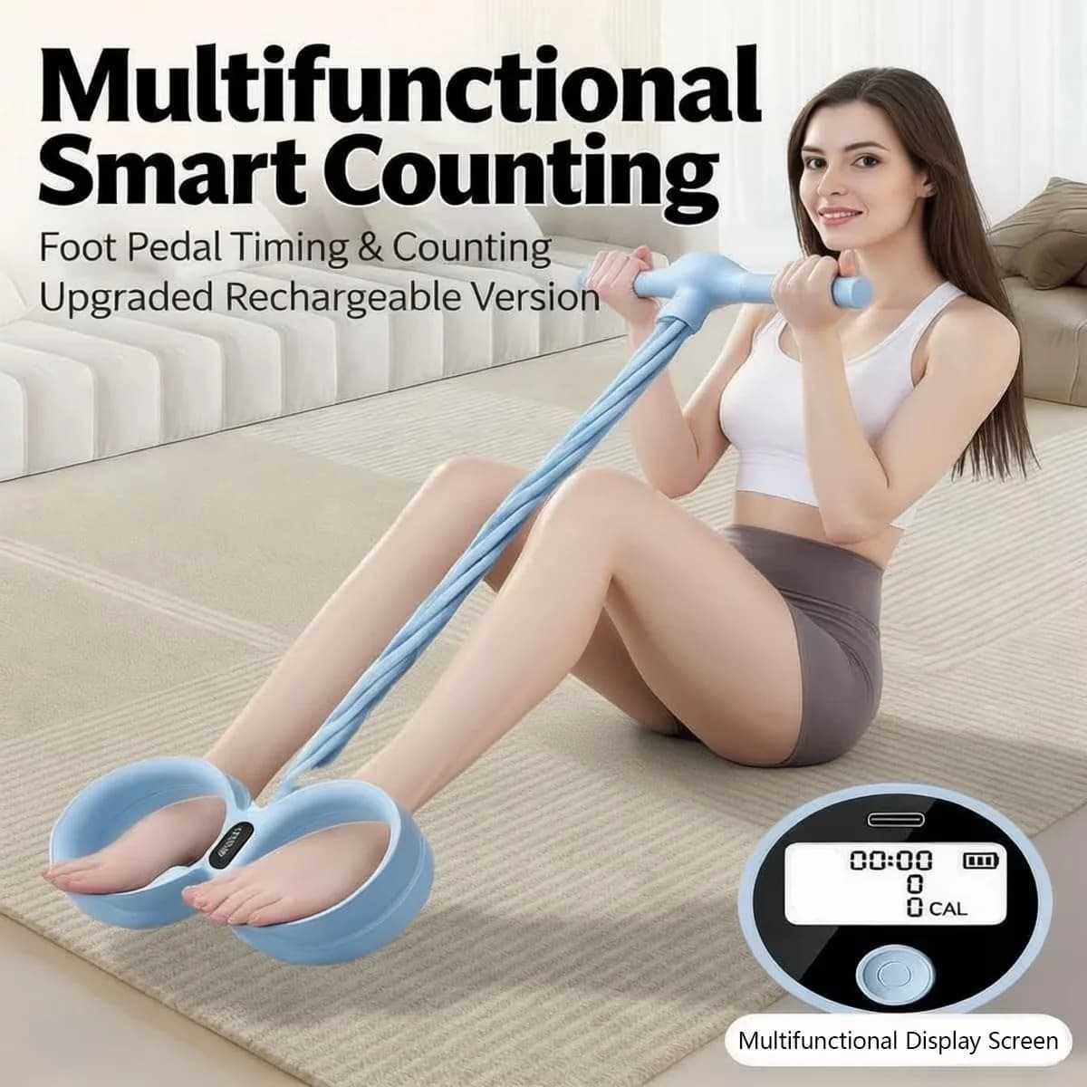 Modern Home Gym with Smart Foot Pedal Puller, Smart Six Tube Resistance Foot Pedal - Pink Model B15C2F