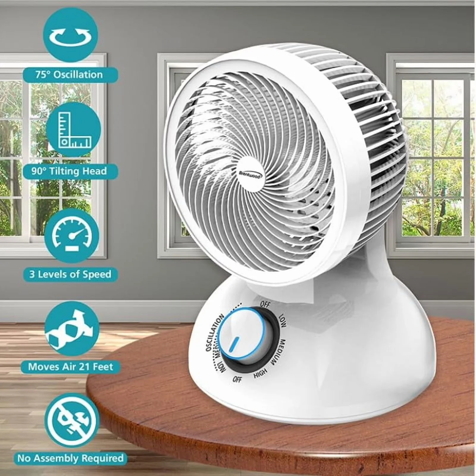 Sleek Fans In Cooling with Oscillating, Power: 28 watts, White - White Plastic Model C30DF7