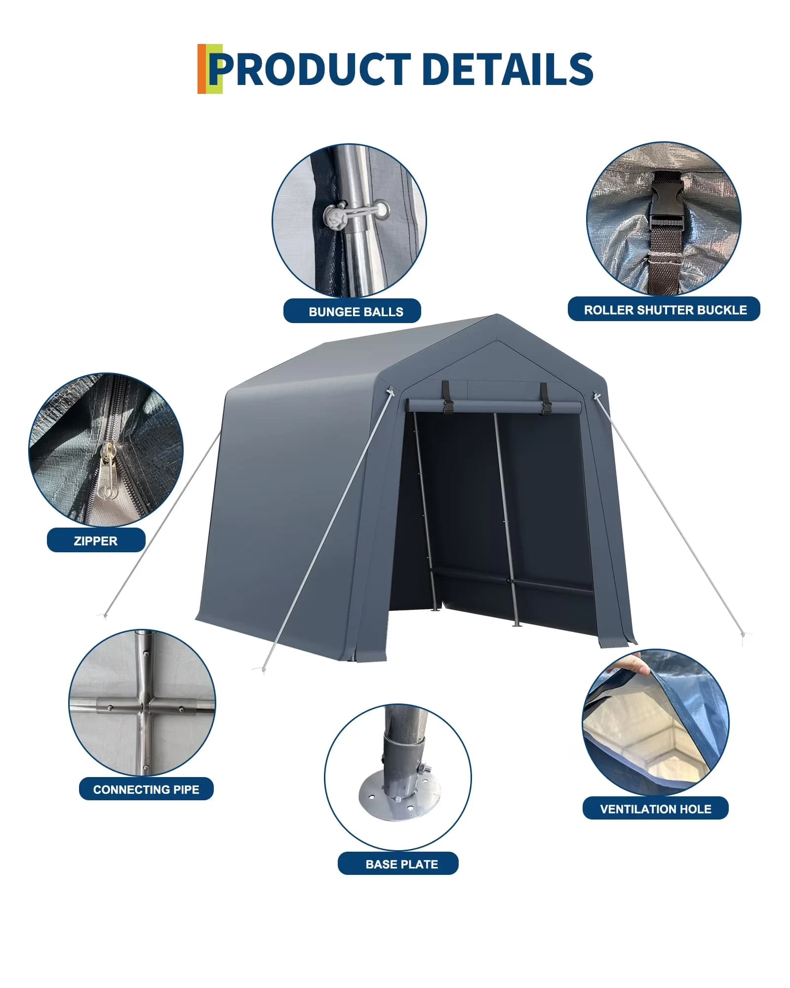 Shed Premium with Uv Resistant, Waterproof, 7x10Ft Portable Outdoor Storage - Pe Tarp Model 15CFE3