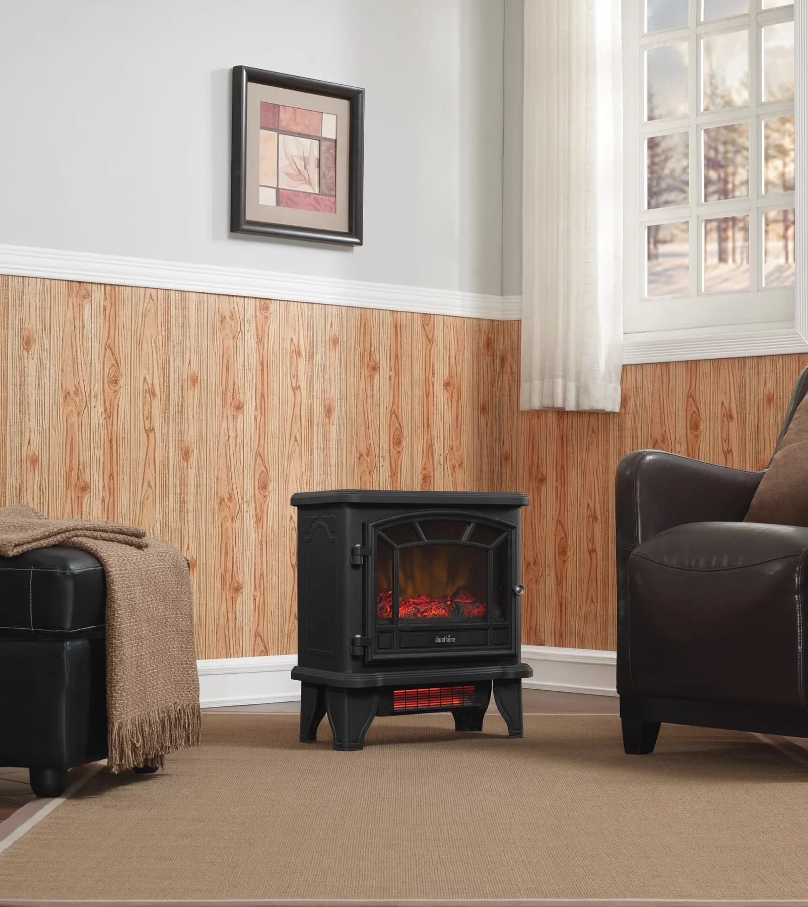 Portable And Electric Space Heater Quality with Adjustable Heat, Contemporary, ® Infrared Quartz Fireplace Stove - Black Model D5EC87