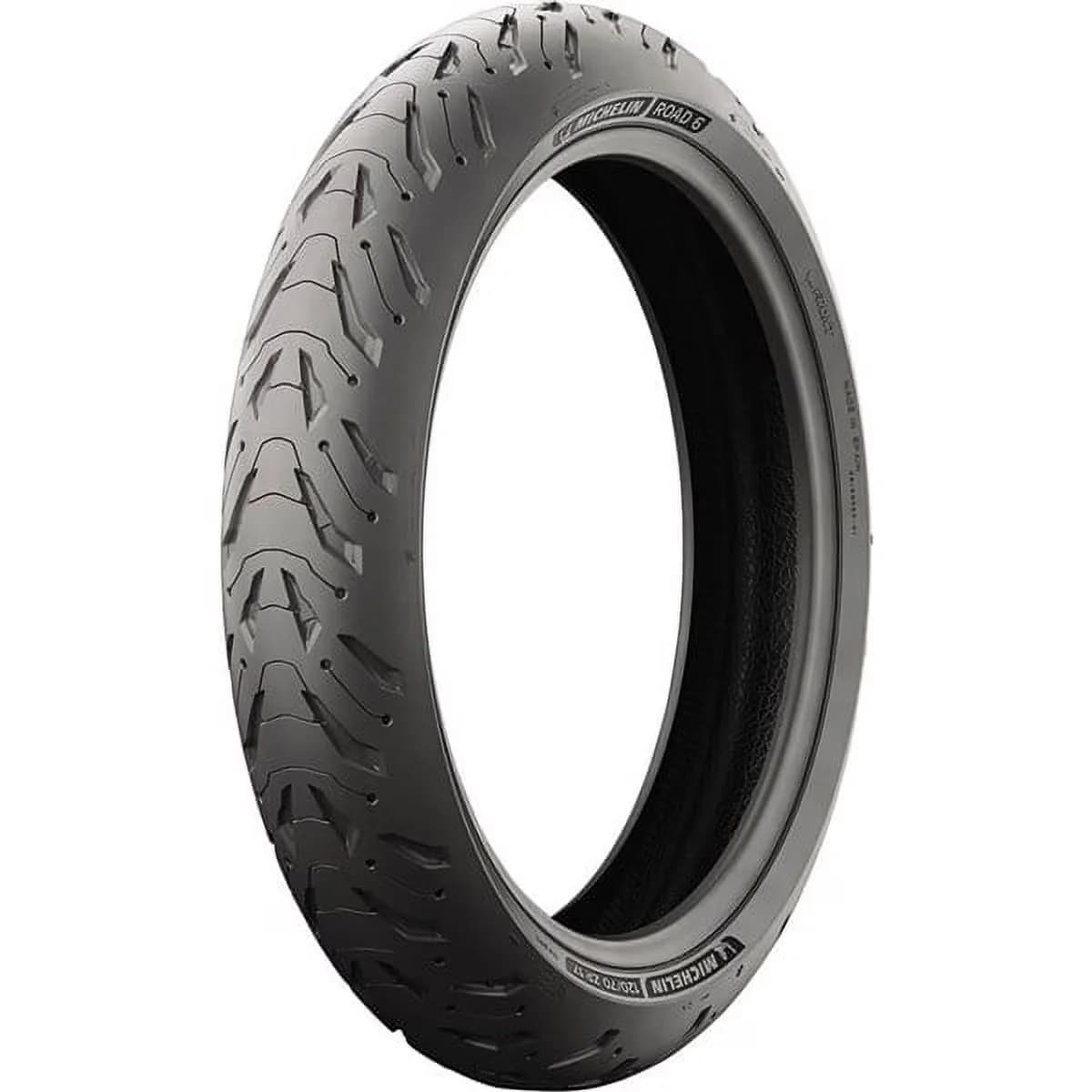 Motorcycle Tire Efficient with High-Speed, Durable Construction, Road 6 Front - Black Model F6C465