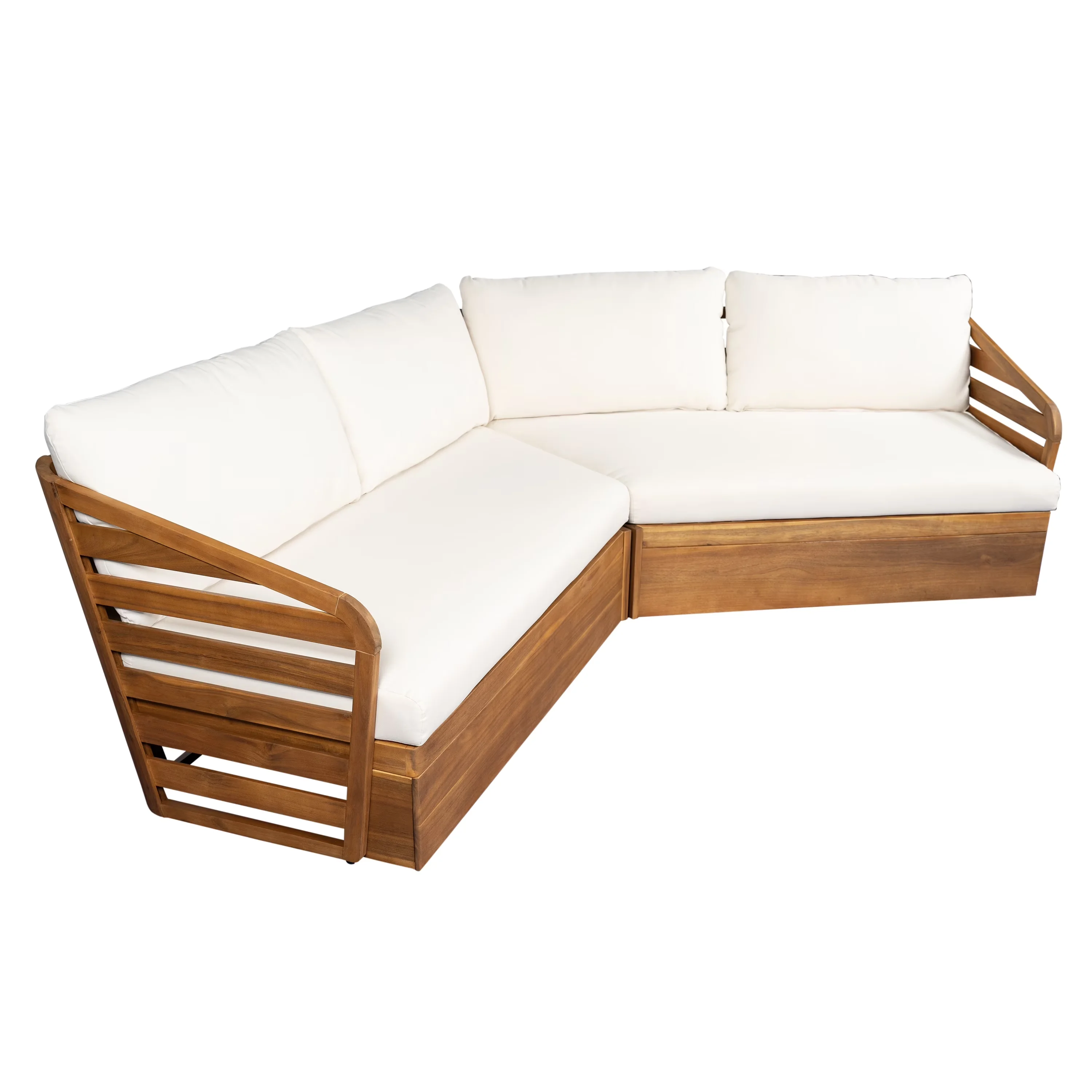 Compact Outdoor Sofas Sectional with Fade Resistant, Contemporary, Water-Repellent Cushions - Acacia Wood Brown Model 768D9B