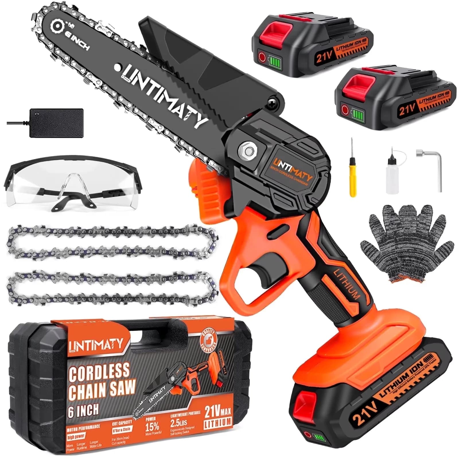 Chainsaw Versatile with Battery, Tool-Less Chain Tensioning, 6 inch Mini - Model 8415CD