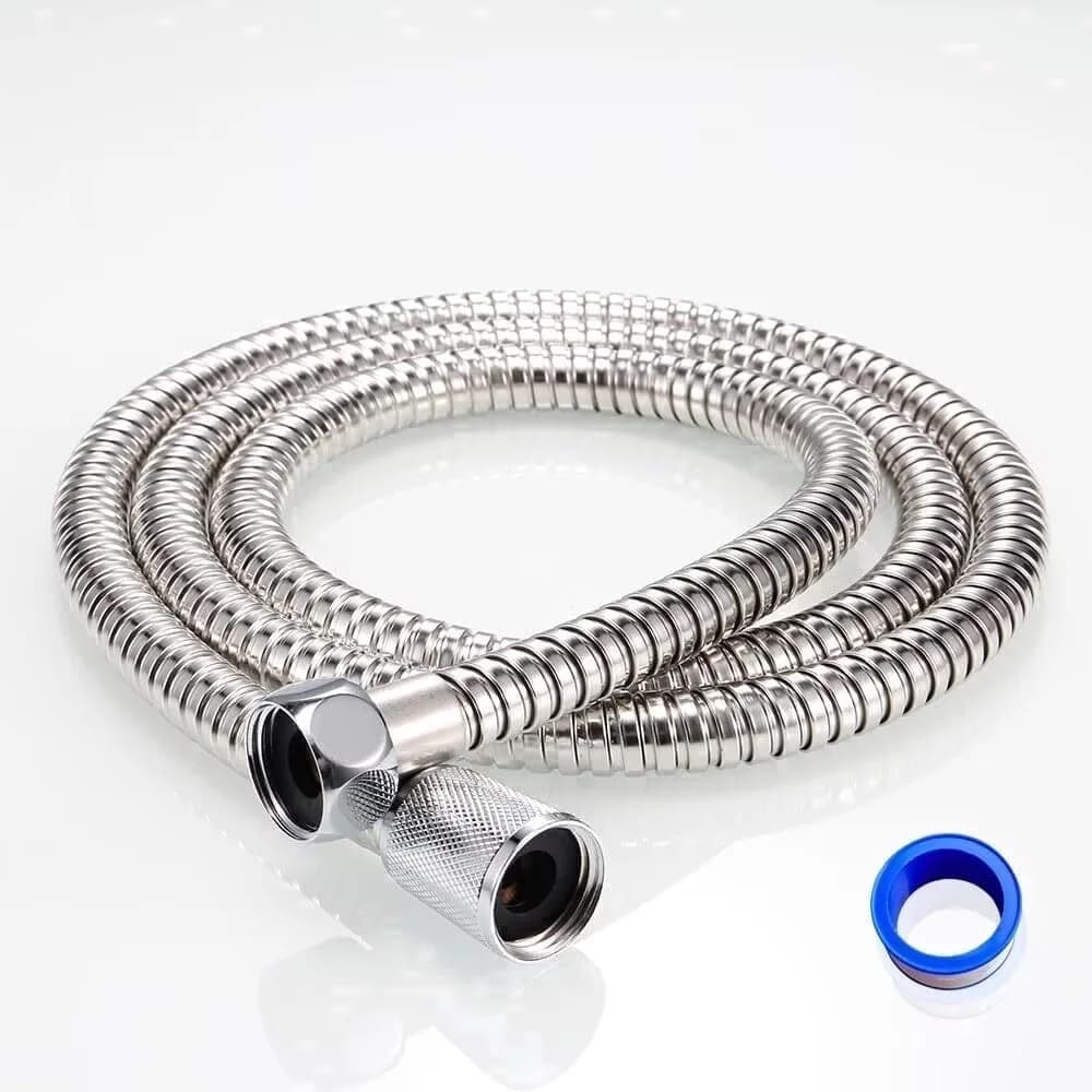 Sleek Shower Head with 360 Degree Rotation, Brass Nut - Metal Silver 60 Model 9871DB