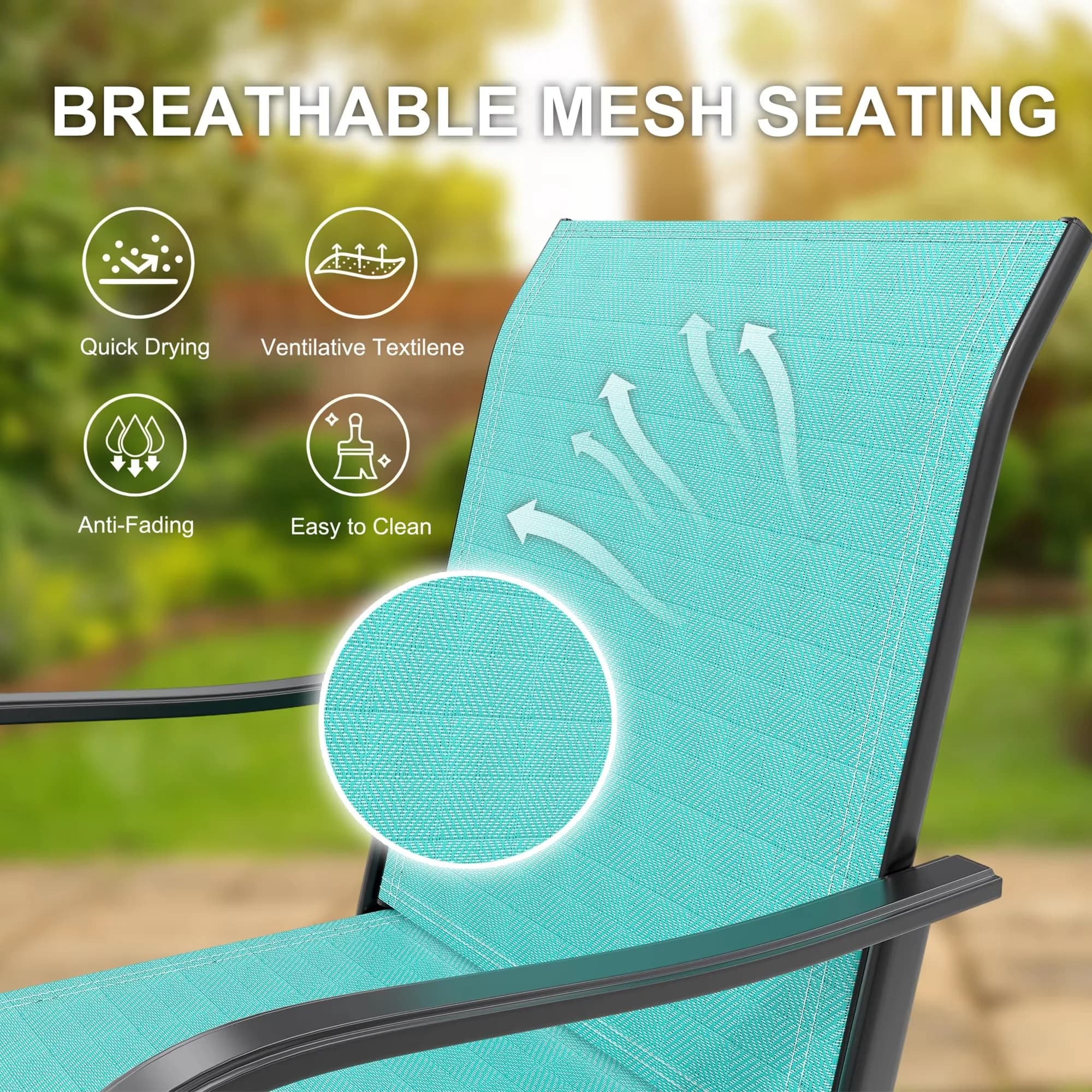 Patio Chair Efficient with Bar Height Outdoor Chairs, High Back & Armrests - Blue for Garden Model 4E270D