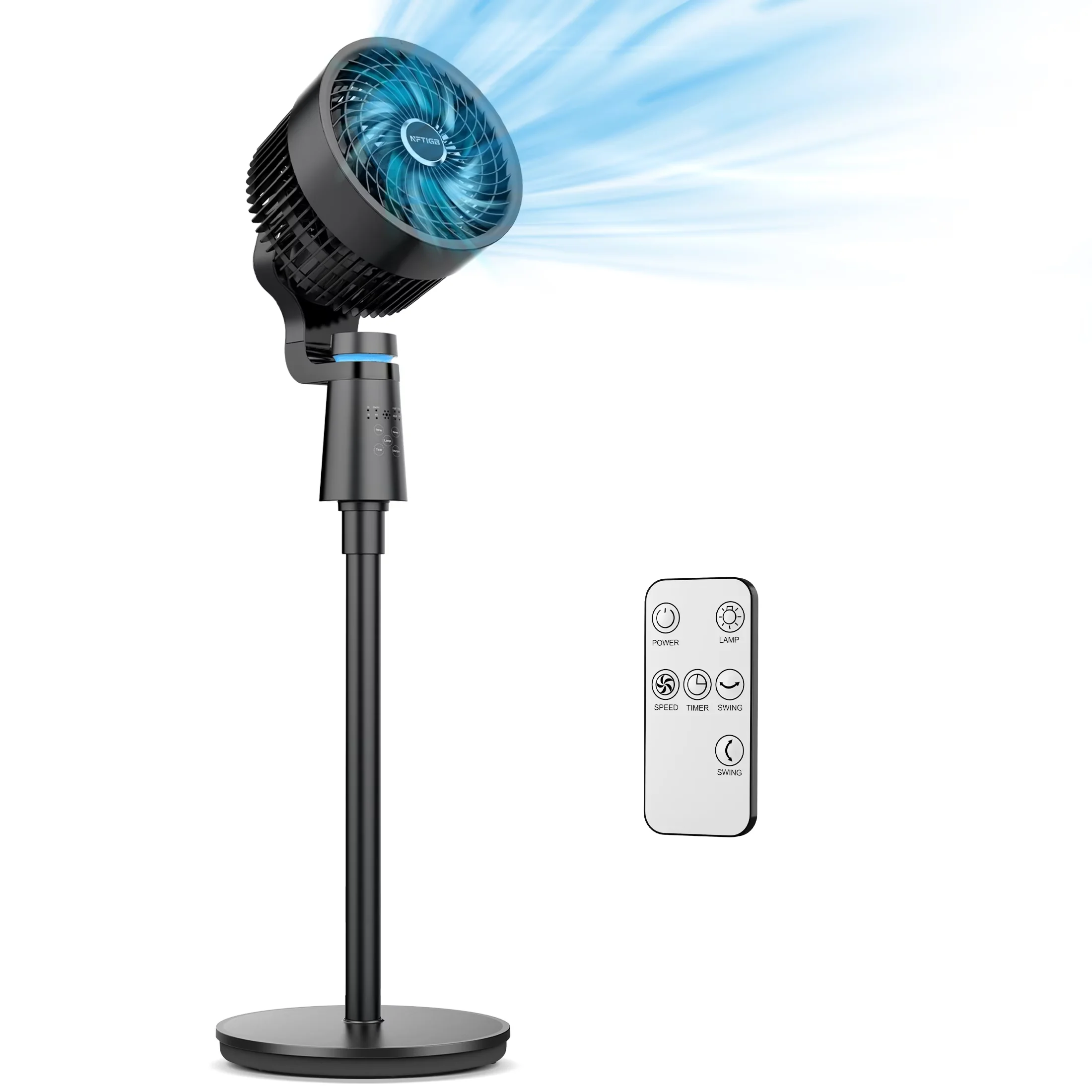 Compact Fans In Cooling with Oscillating, Remote, Pedestal - Black for Everyday Use Model B7EA55