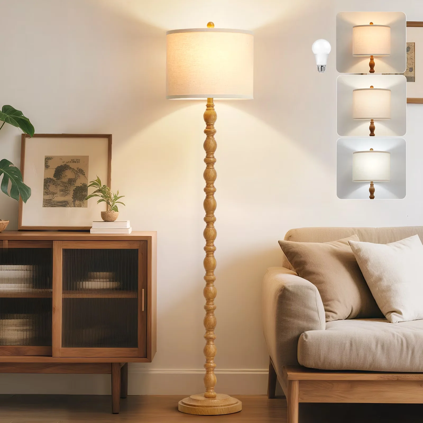 Floor Lamp Sleek with LED, Dimmable, Rustic - Resin Brown - Premium Collection Model 0551FC