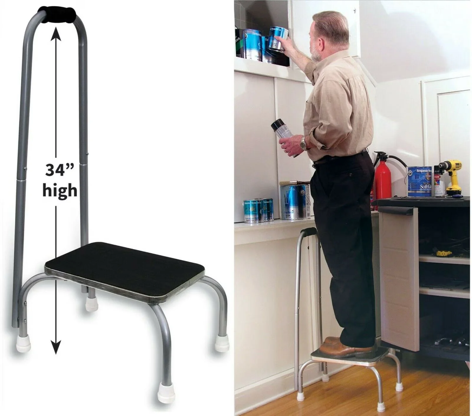 Modern Ladders And Step Stool with Metal White, SF Inc. Non-Slip Foot - Metal White Model C33EFE