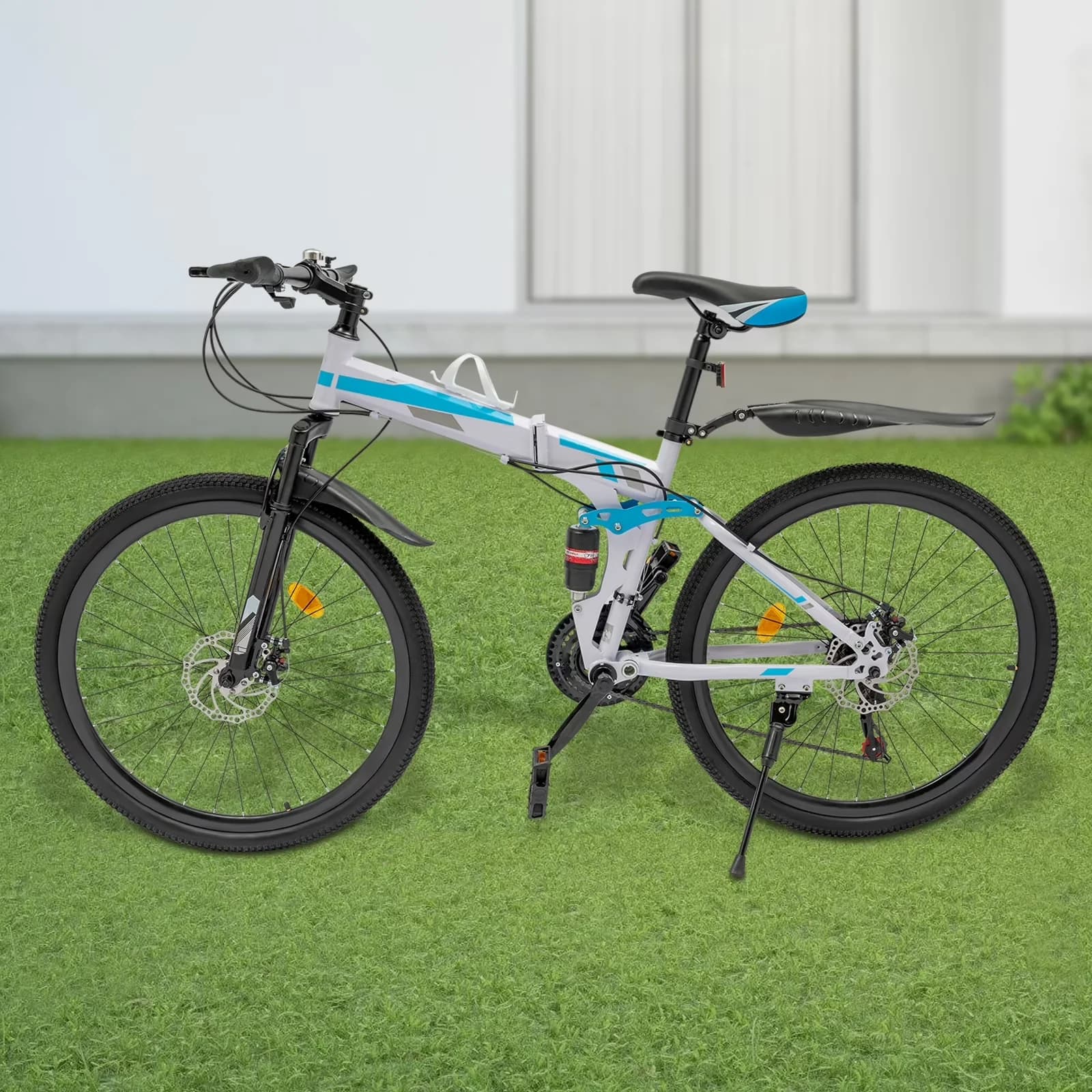 Stylish Road Bike with Dual Disc Brakes, Adjustable Saddle - Blue, White Model CCFD59