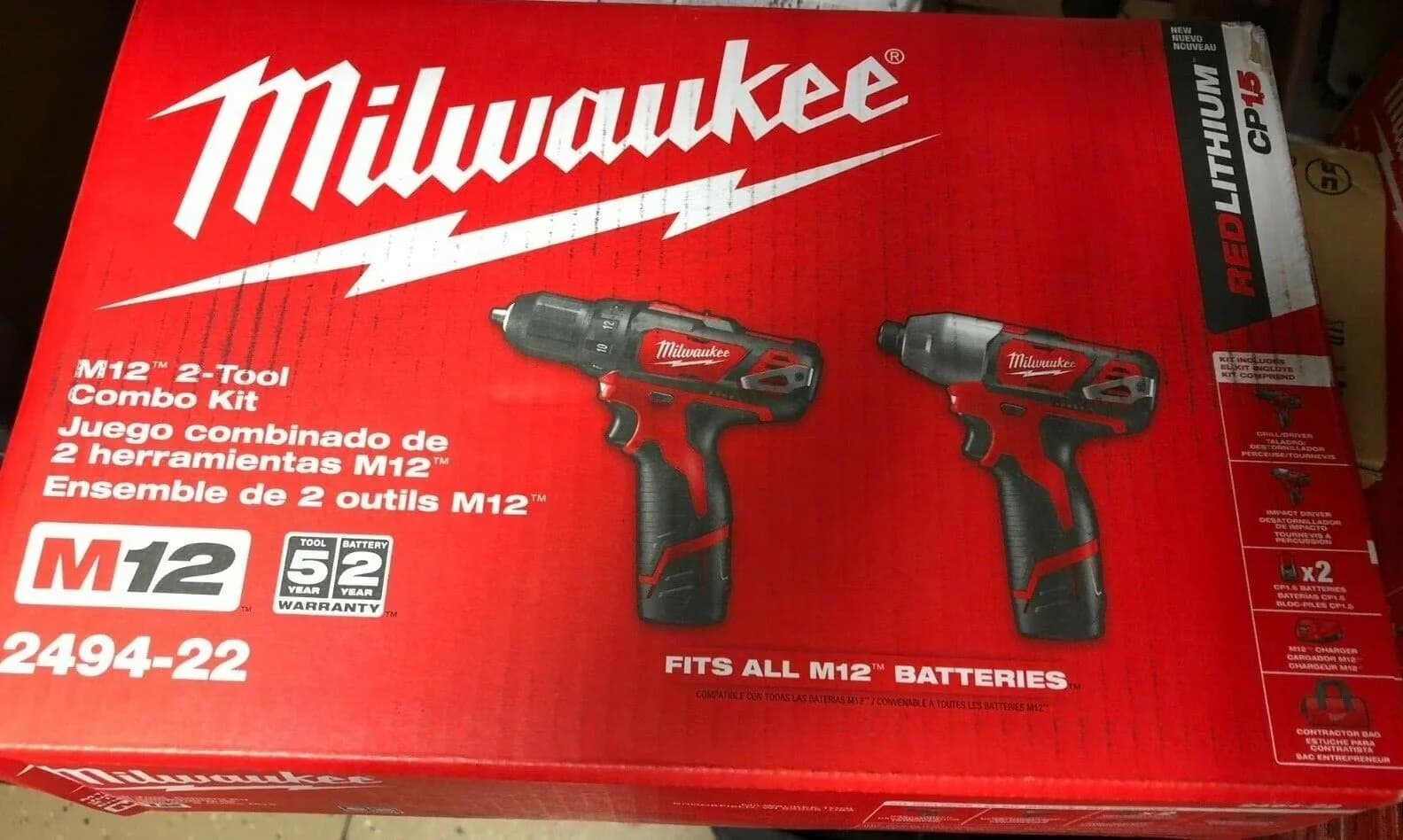 Essential Drills Driver with Battery, Compact Design, Ergonomic Design - Red 3/8 in Model 82FB6F