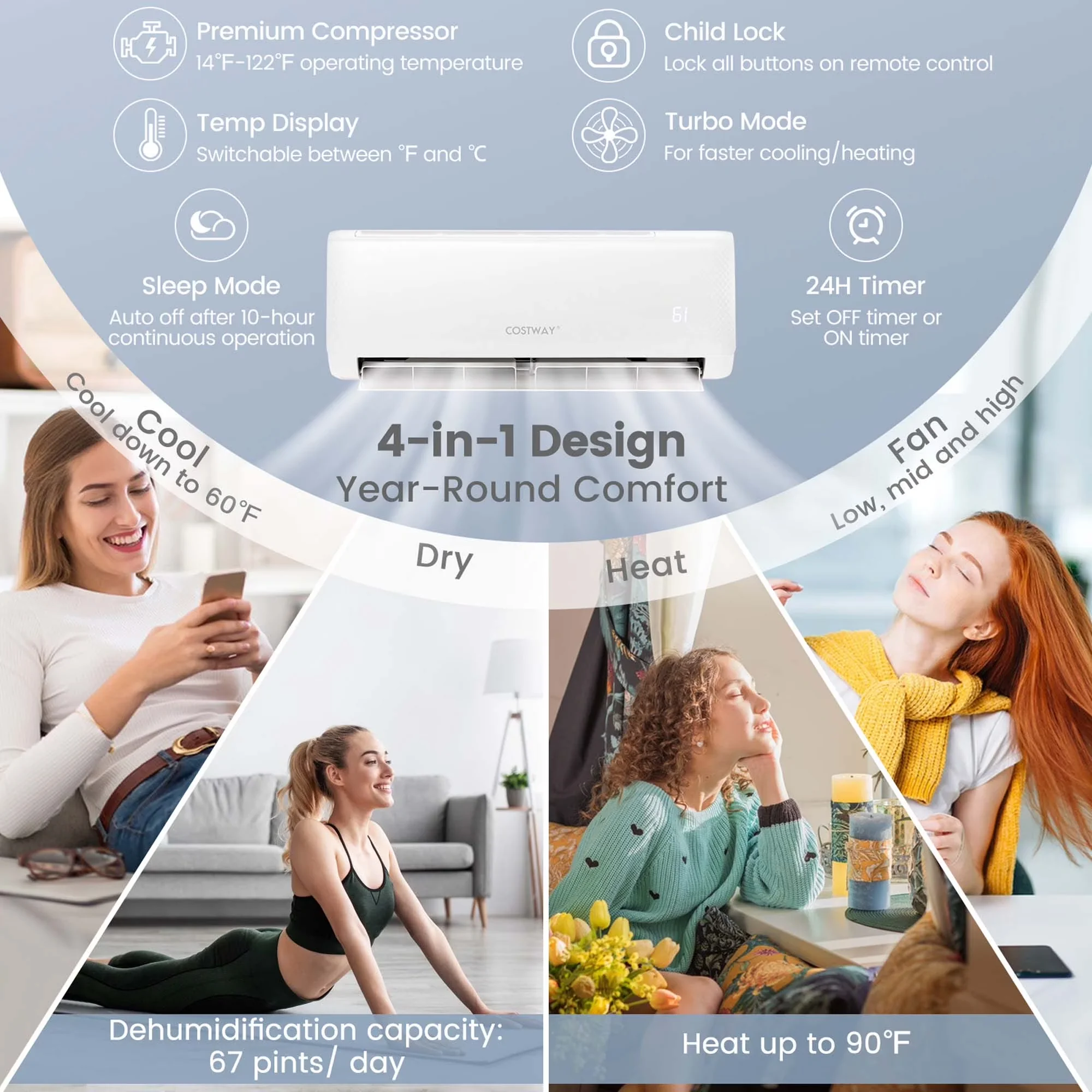 Sleek Air Conditioner with 18000 BTU, Energy Efficient, Remote Controlled - White Model CF2876