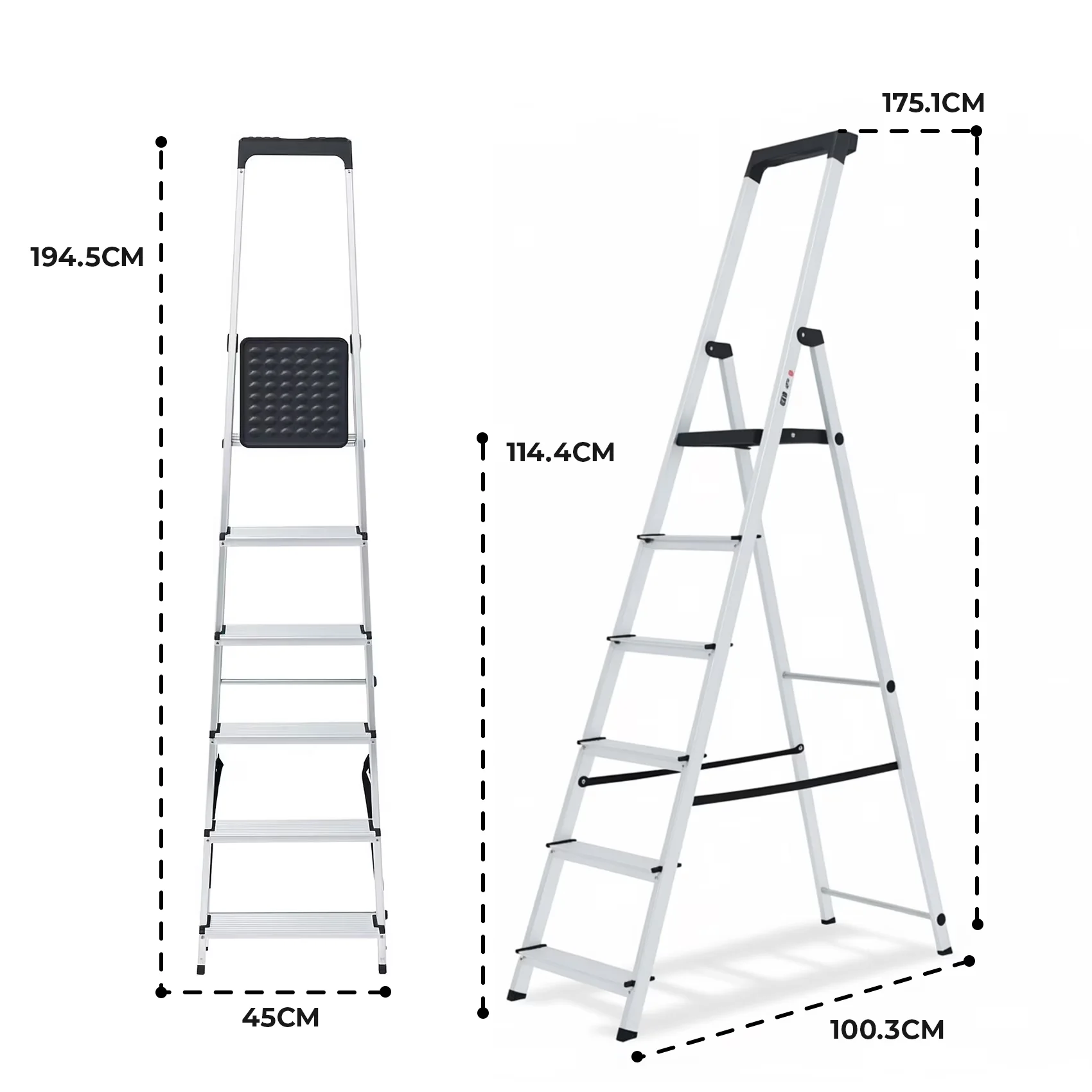 Classic Ladders And Step Stool with Adjustable, Tool Tray - Black Steel Model 4BF83F