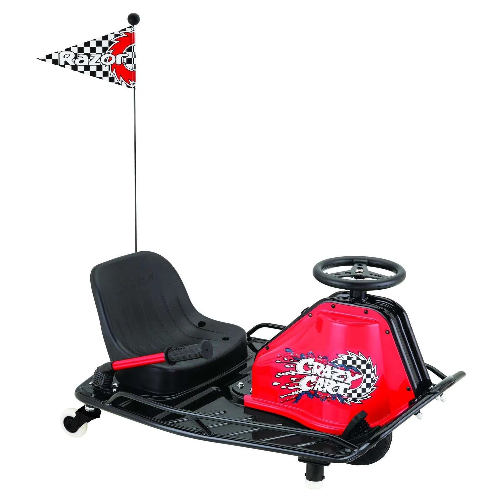 Reliable Scooter with Battery, 24V, Crazy Cart Sport - Red - Sleek Profile Model 97F758