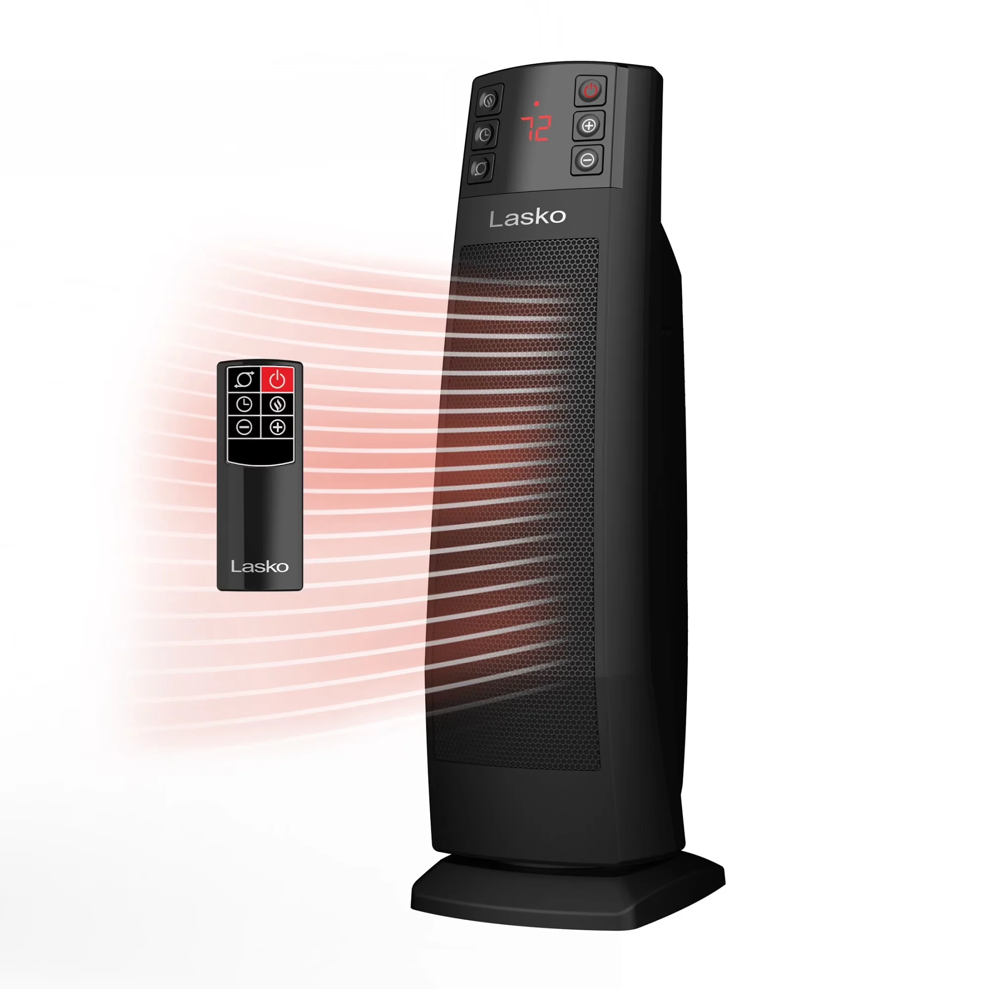 Portable And Electric Space Heater Sleek with Oscillating, Automatic Shutoff, Remote - Black Model BC6600