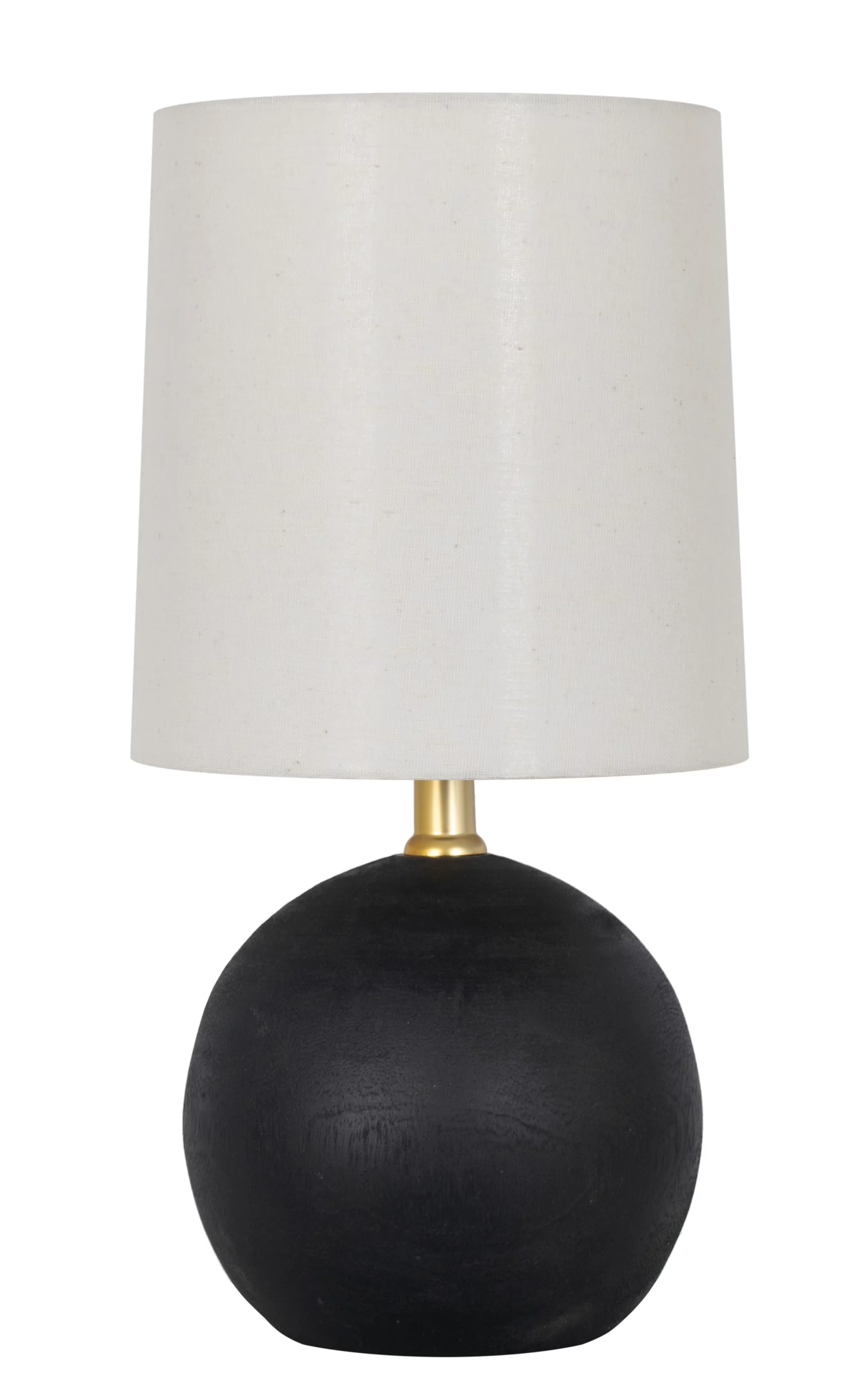 Versatile Table Lamp with LED, Traditional, 12.5” Mini Black Wood Ball - Black Poly-Resin Model E82255