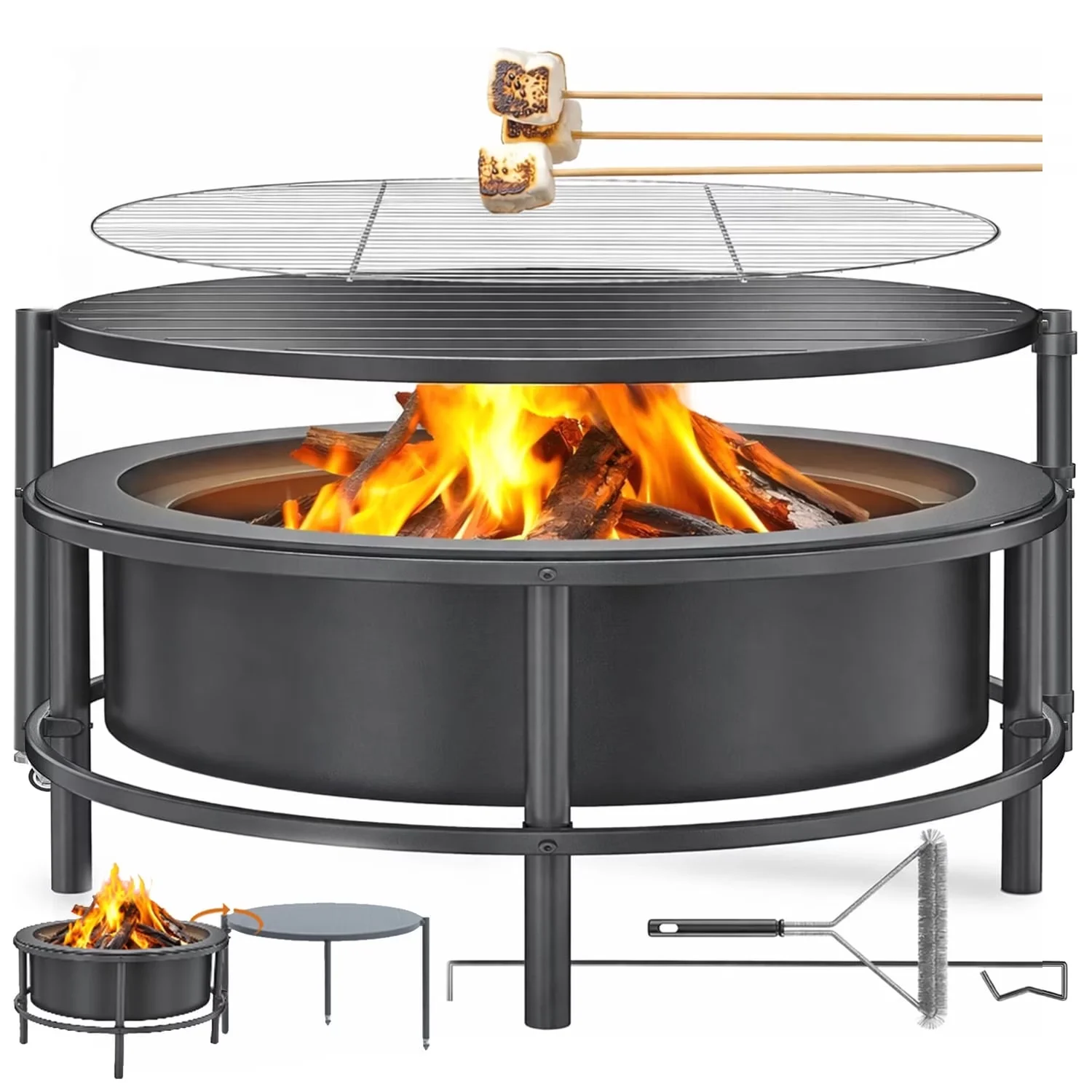 Essential Outdoor Heating with Portable, 52" Fire Pits - Cold Finished Steel Black Model 6A4CAC