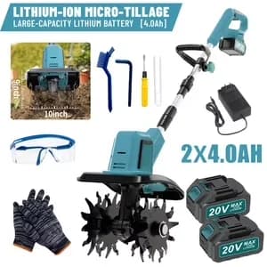 Compact Trillers Cultivator with Battery, 20V, 20V Cordless Electric Tiller - Model 03721B