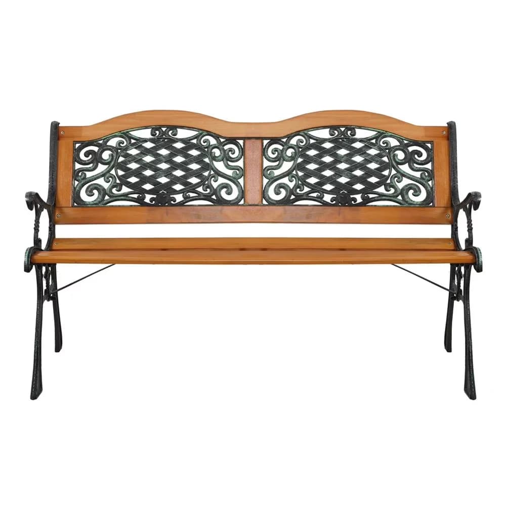 Patio Chair Stylish with Weather-Resistant, Bronze, 50" Slats Park Hardwood Bench - Iron & Hardwood & Pvc Off-White Model E8FFBA