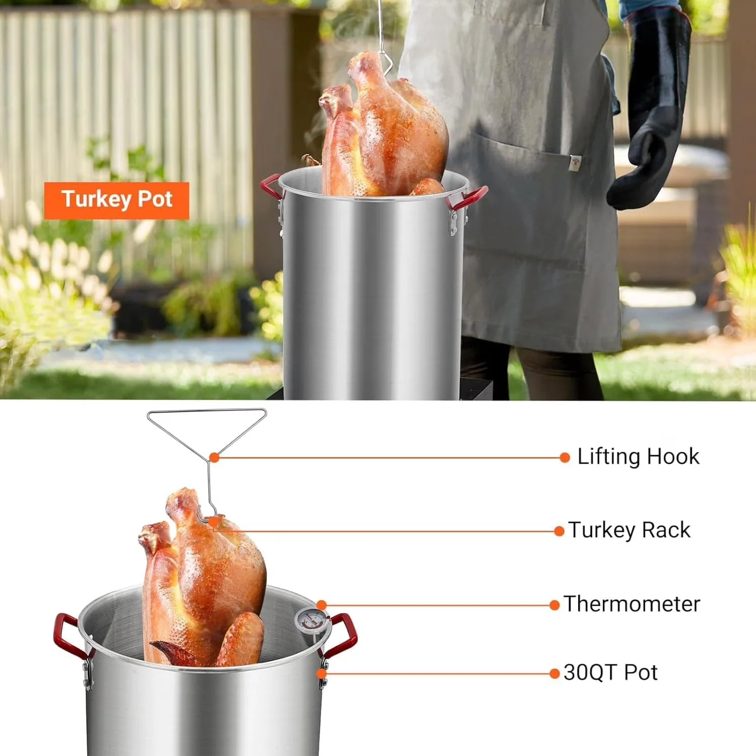 Outdoor Fryer Essential with 50000 BTU, 30 QT Turkey Set 50000 BTU Aluminum Deep - Multicolor Model 6C3F2B