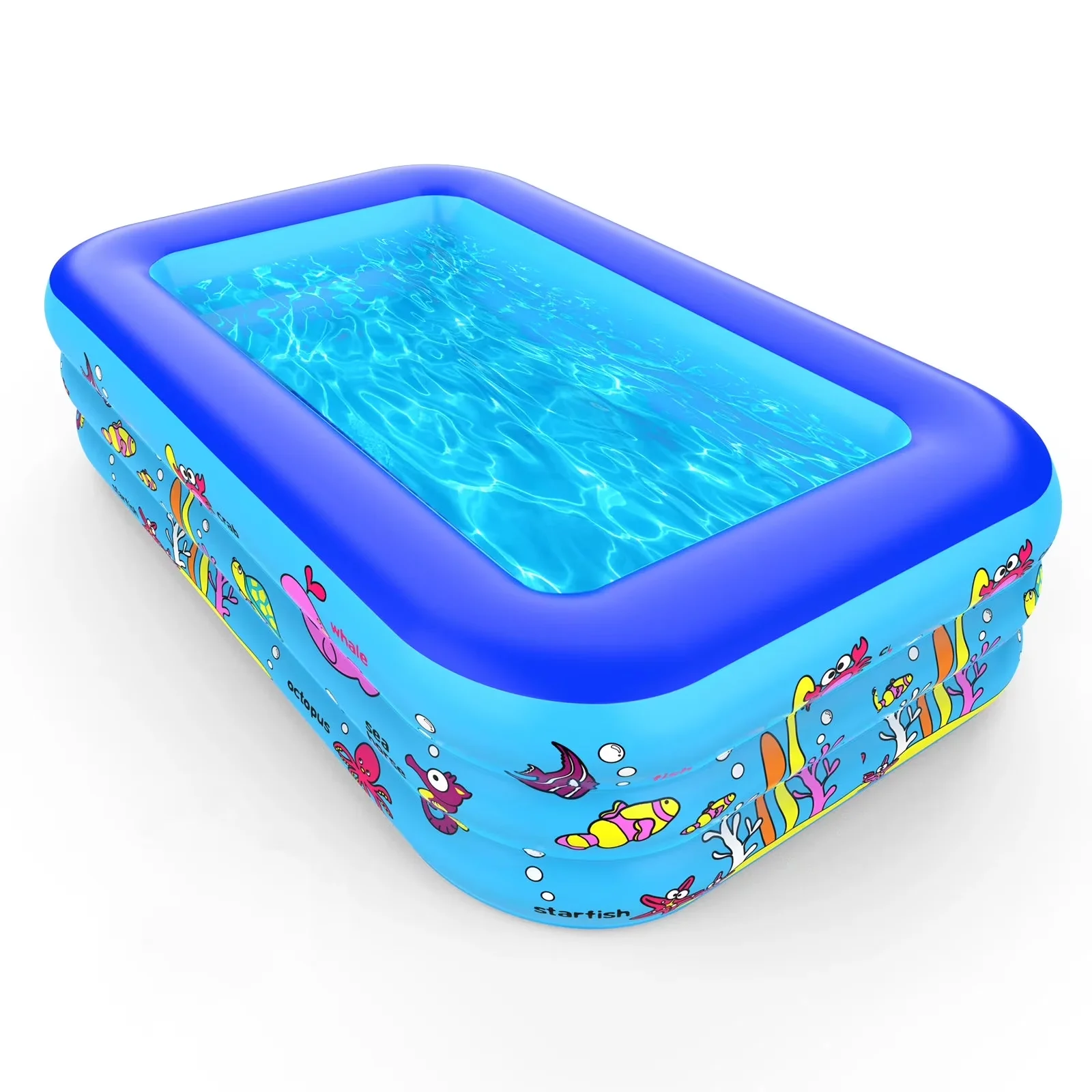 Inflatable Pool Compact with Swimming Rectangular Multicolor, 1 * inflatable swimming pool - Model A05BF6