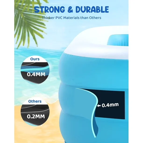 Inflatable Pool Stylish with Rugged & Durable, Portable & Storable, Time-Saving & Labor-Saving Drainage for Outdoor, Party - Model 17DB01