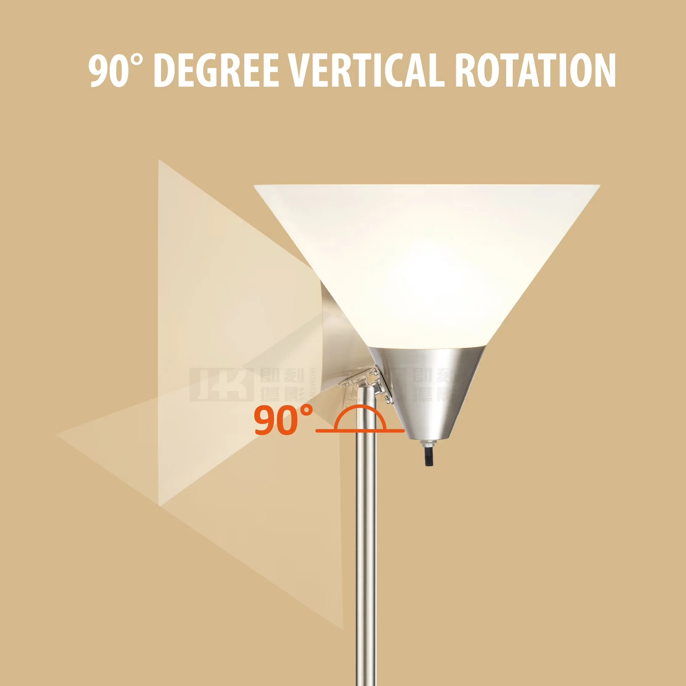 Compact Floor Lamp with LED, Adjustable Head, Minimalist - Metal, Plastic Silver Model 363A01