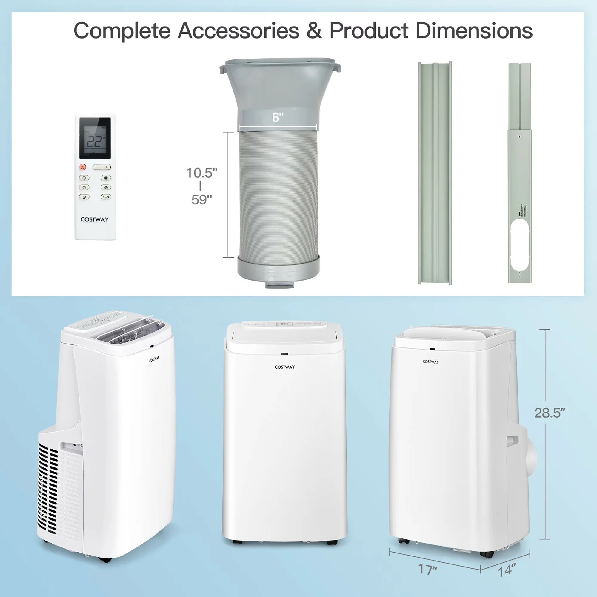 Air Conditioner Modern with 6350 BTU, Remote Controlled - White 9000BTU Model B6273C