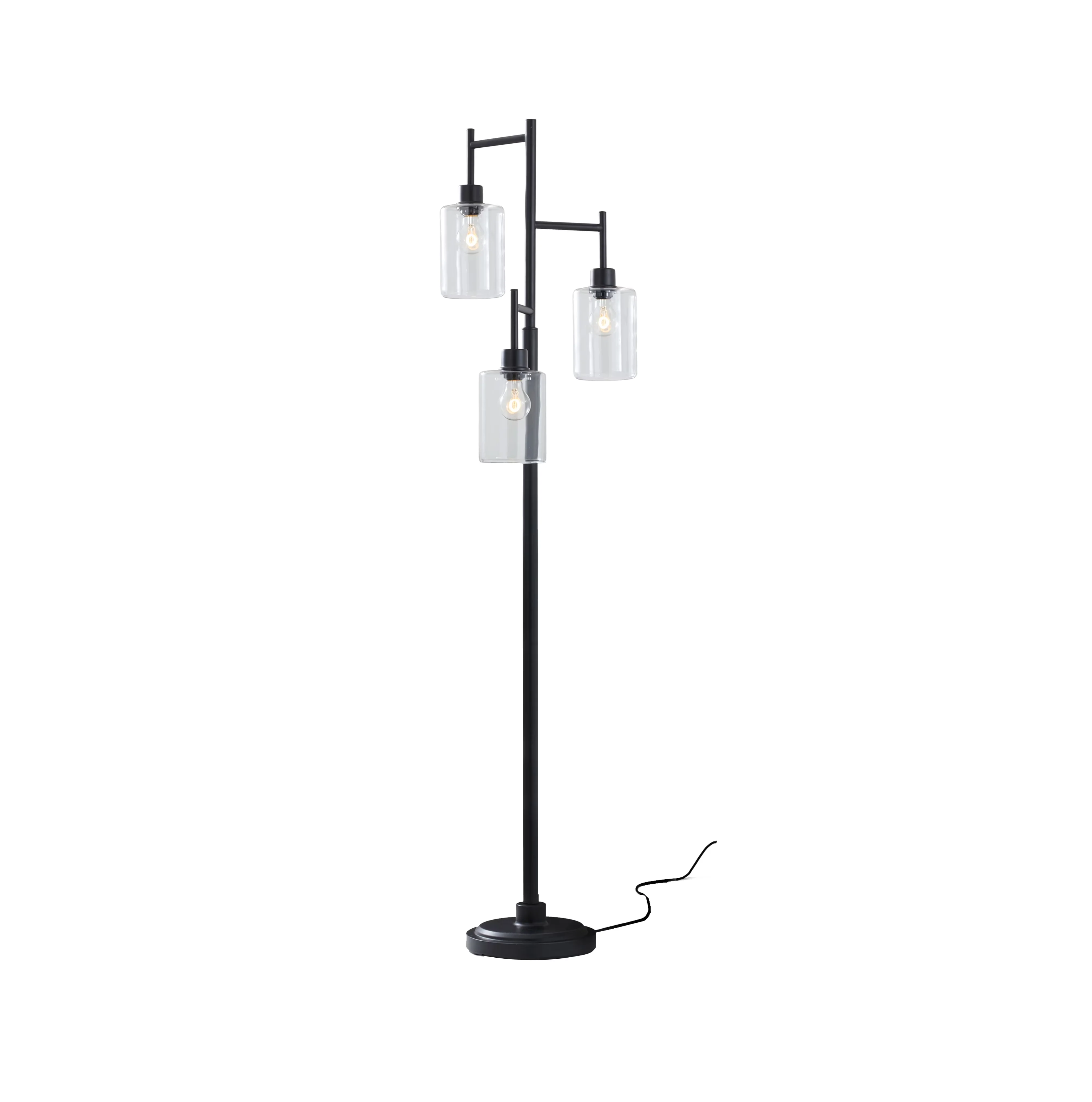 Essential Floor Lamp with Incandescent, Multi-Head Lamps - Black Metal Model 8DEA10