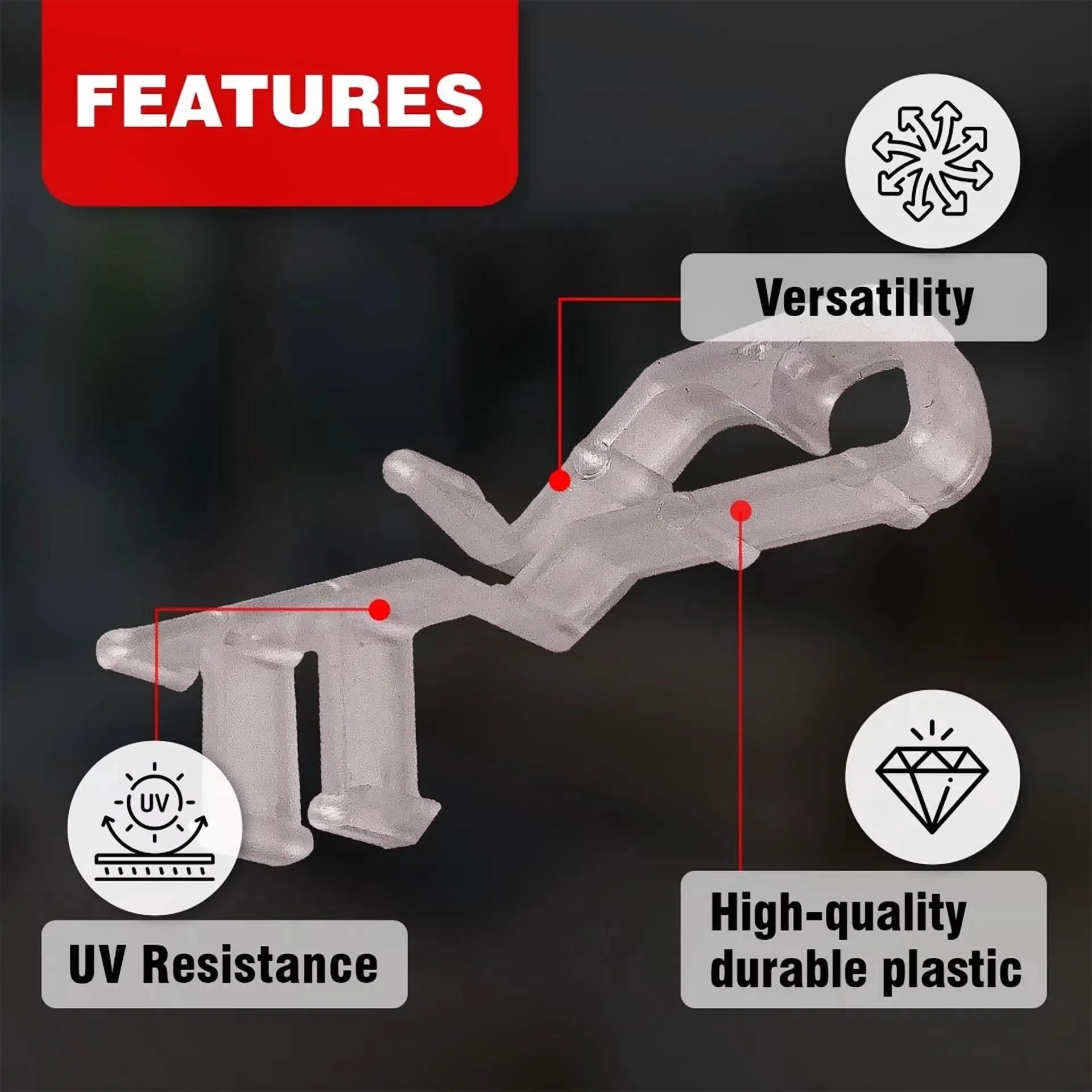 Quality Fastener with Durable, Easy to use and practical for everyone., Durable Plast - Clear Plastic Model 77FA5D