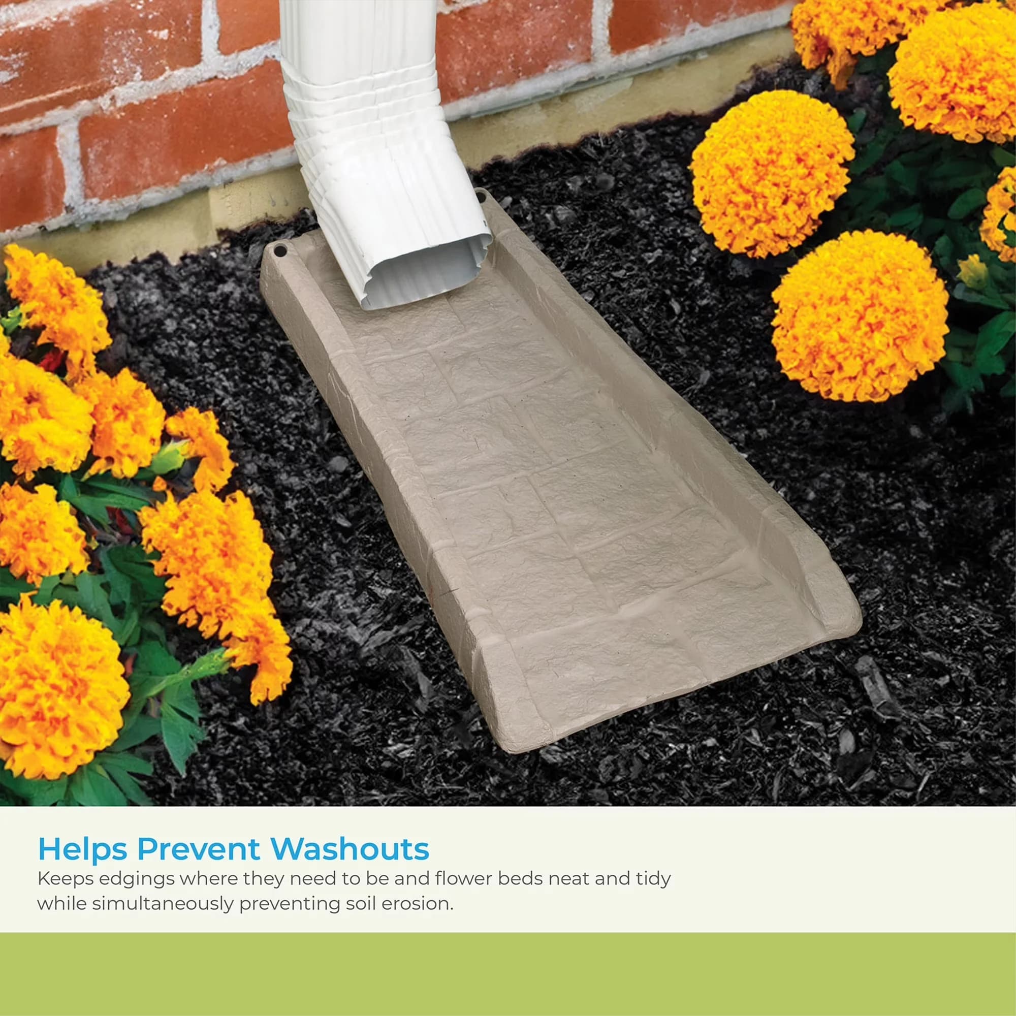 Innovative Building Material with Easy Installation, Decorative downspout splash block - Gray Plastic Model A35905