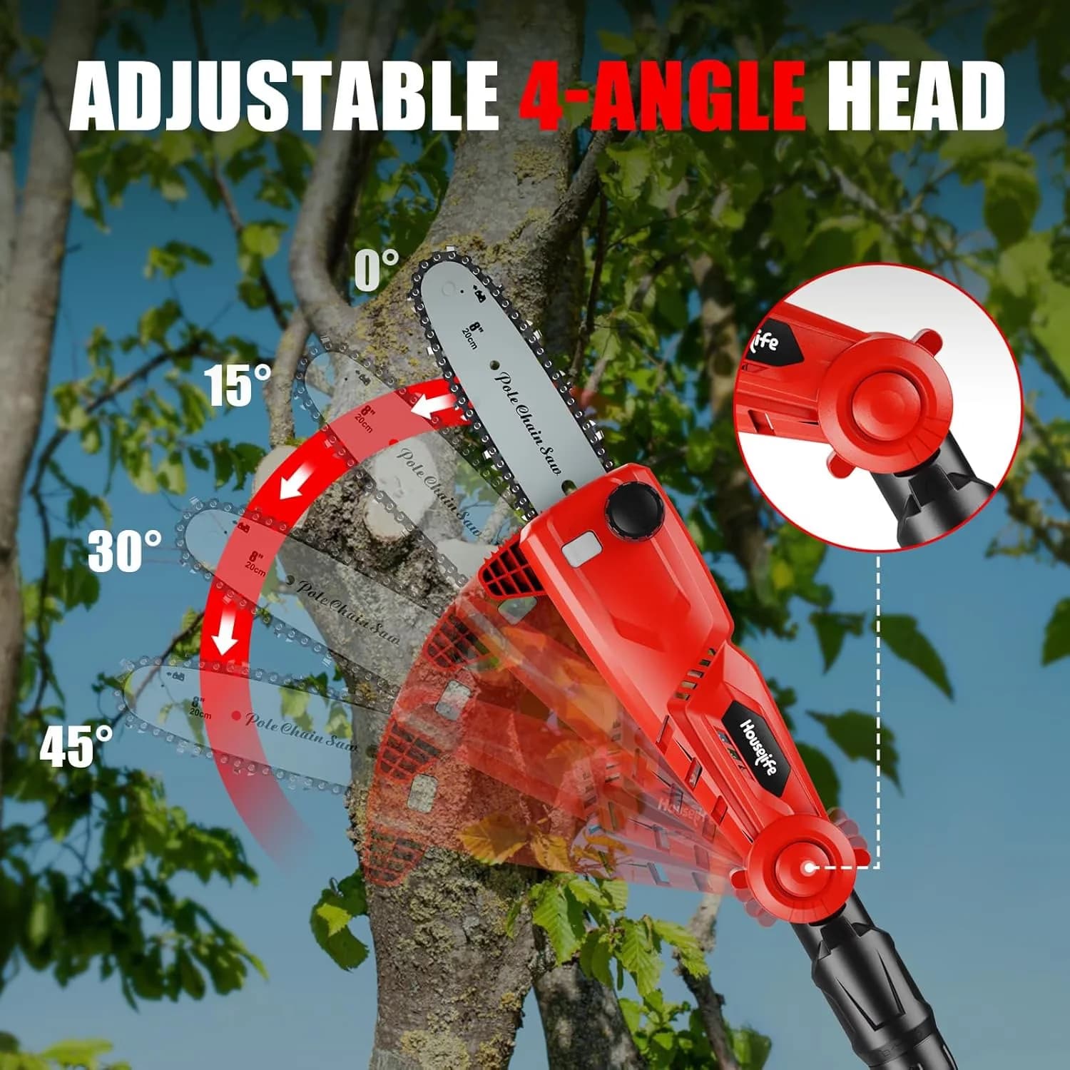 Compact Pole Saw with Battery, Automatic Chain Oiler, Cordless Compatible - Model 7BF4BB