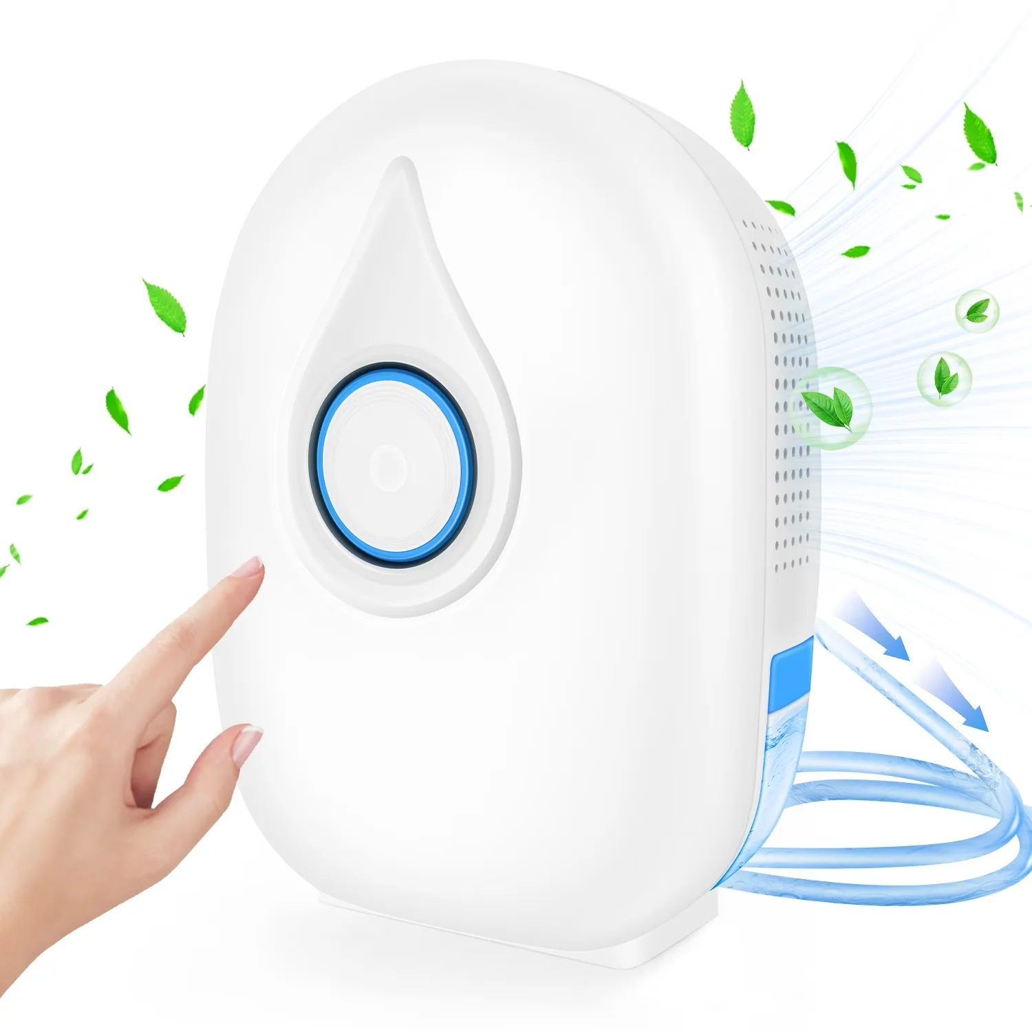 Premium Dehumidifier with Automatic Shut-Off, 2-Pint, Two Ways Drainage w Extra Drain Hose - White for Home Model 2B4A9E