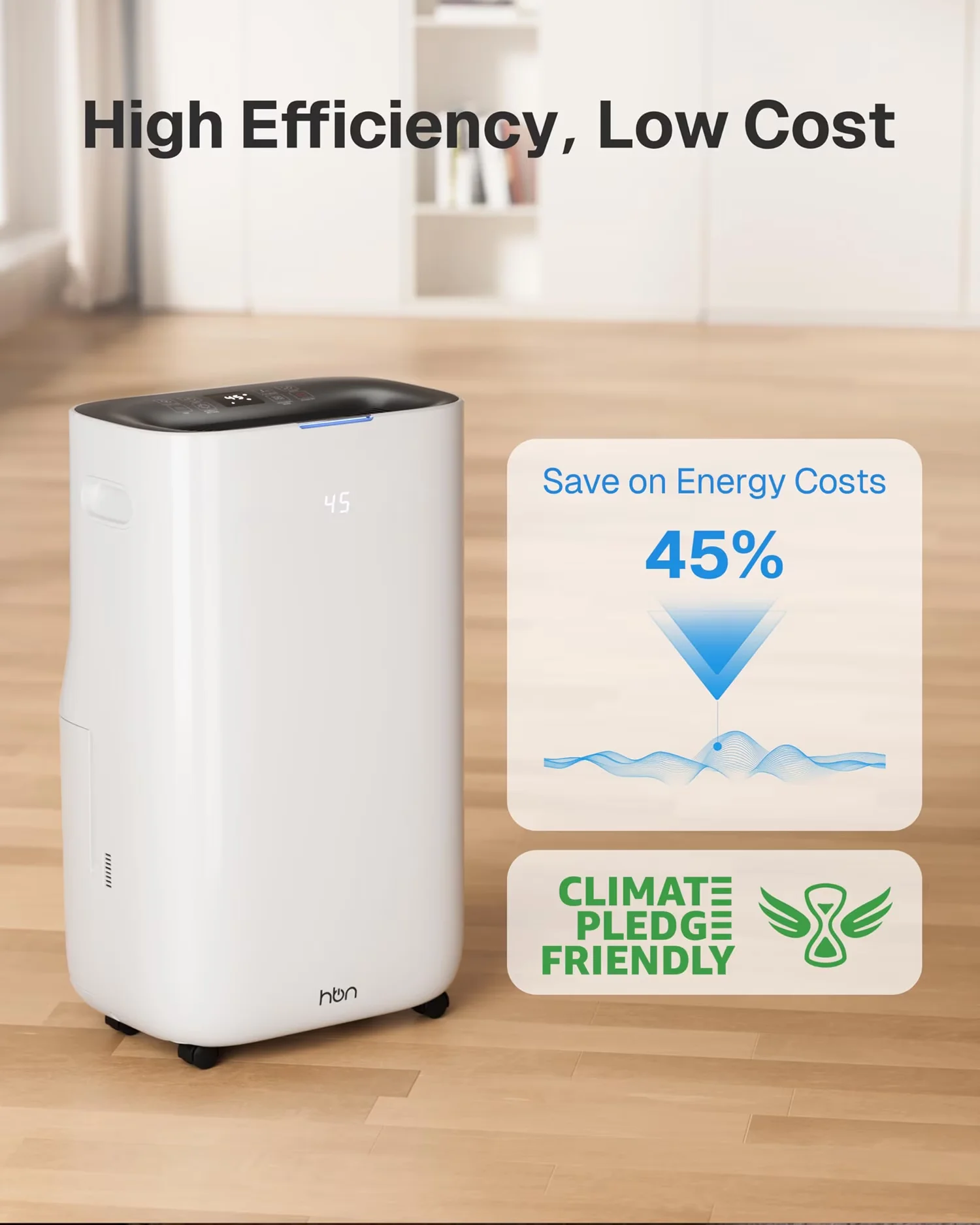 Innovative Dehumidifier with Energy Efficient, 4500 Sq.Ft - White for Large, Rooms Model 47BD65