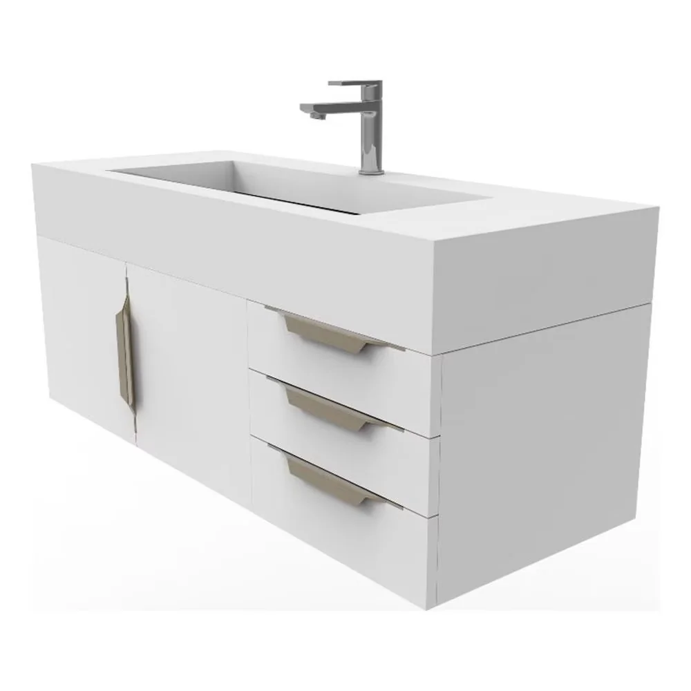 Versatile Bathroom Renovation with White Top and Gold Trim, Base Finish: Matte White - Model B36A6D