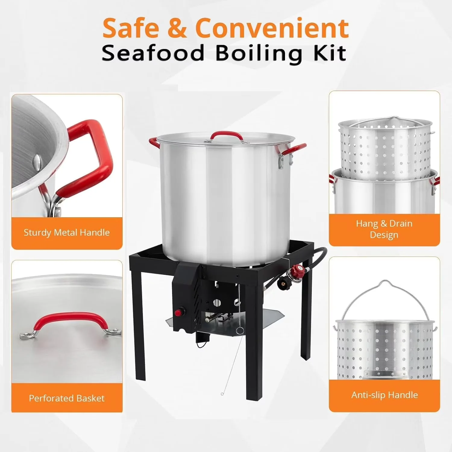Classic Outdoor Fryer with 110000 BTU, Application: for cooking, 10 PSI Regulator - Aluminum + Steel Black + Silver Model 9970A8