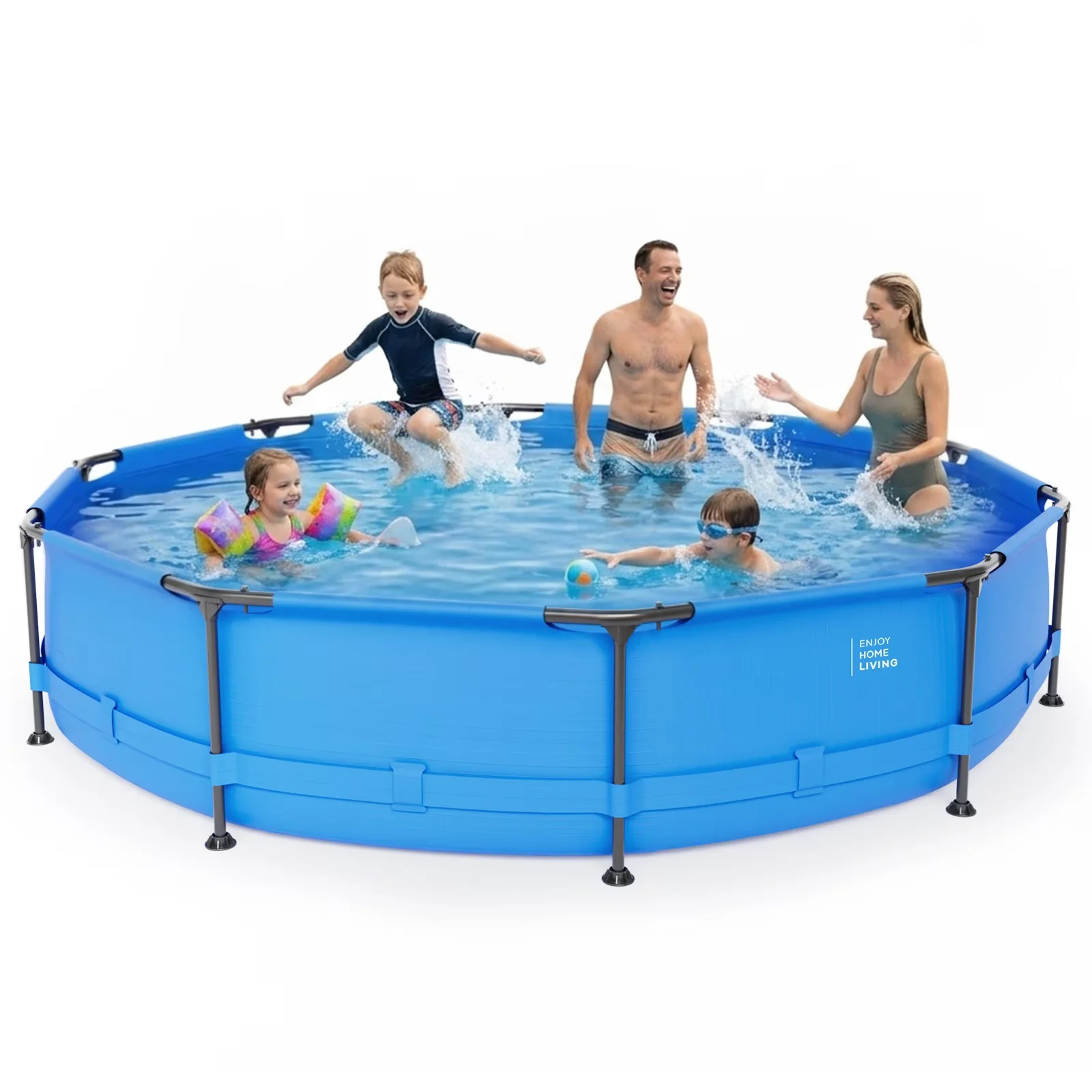 Classic Above Ground Pool with Stain Resistant, Blue Iron Frame, 12ft*30in - Blue Model 0A4427
