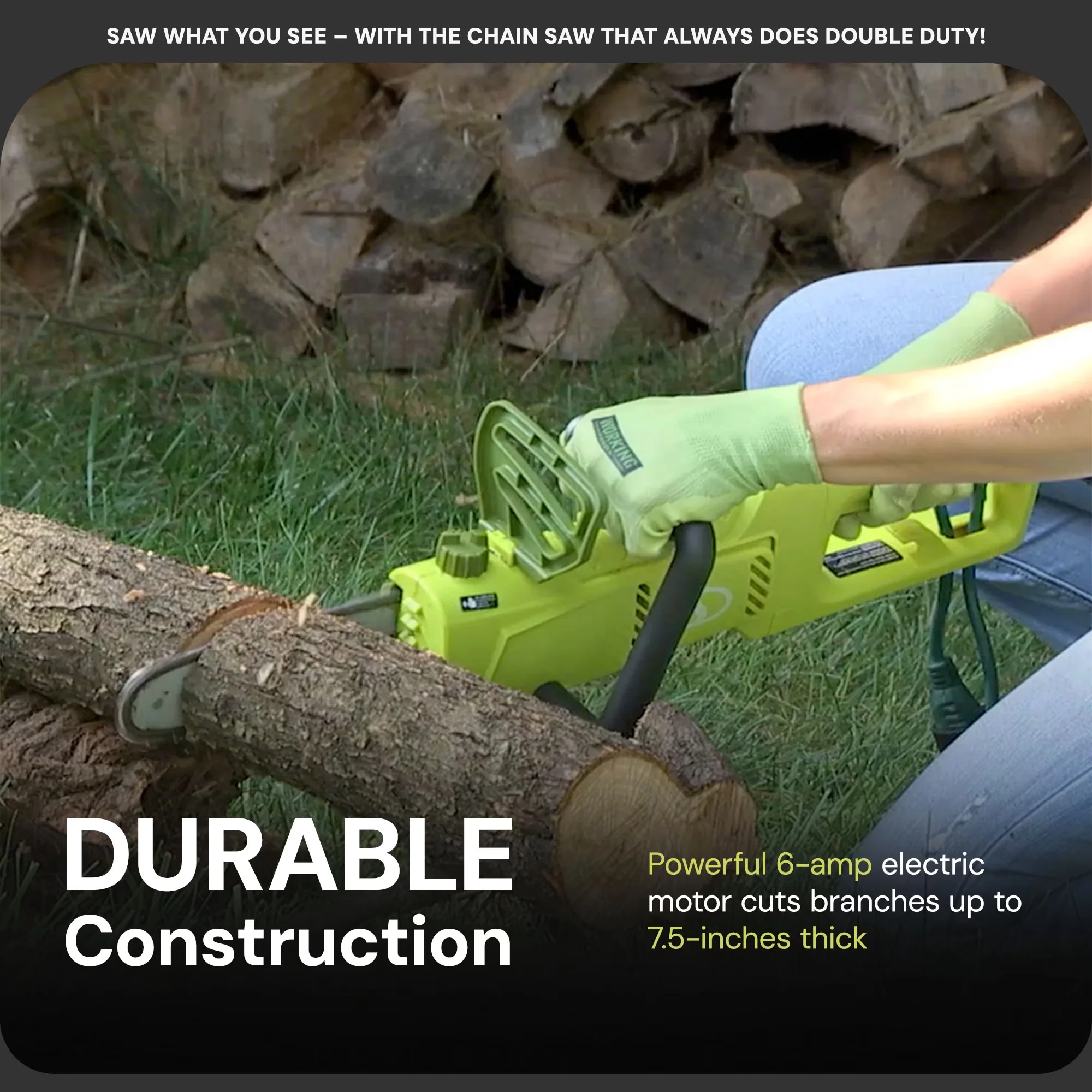 Efficient Pole Saw with Automatic Chain Oiler, Green, 8 Inch Electric Convertible Chain - Model 547CC8