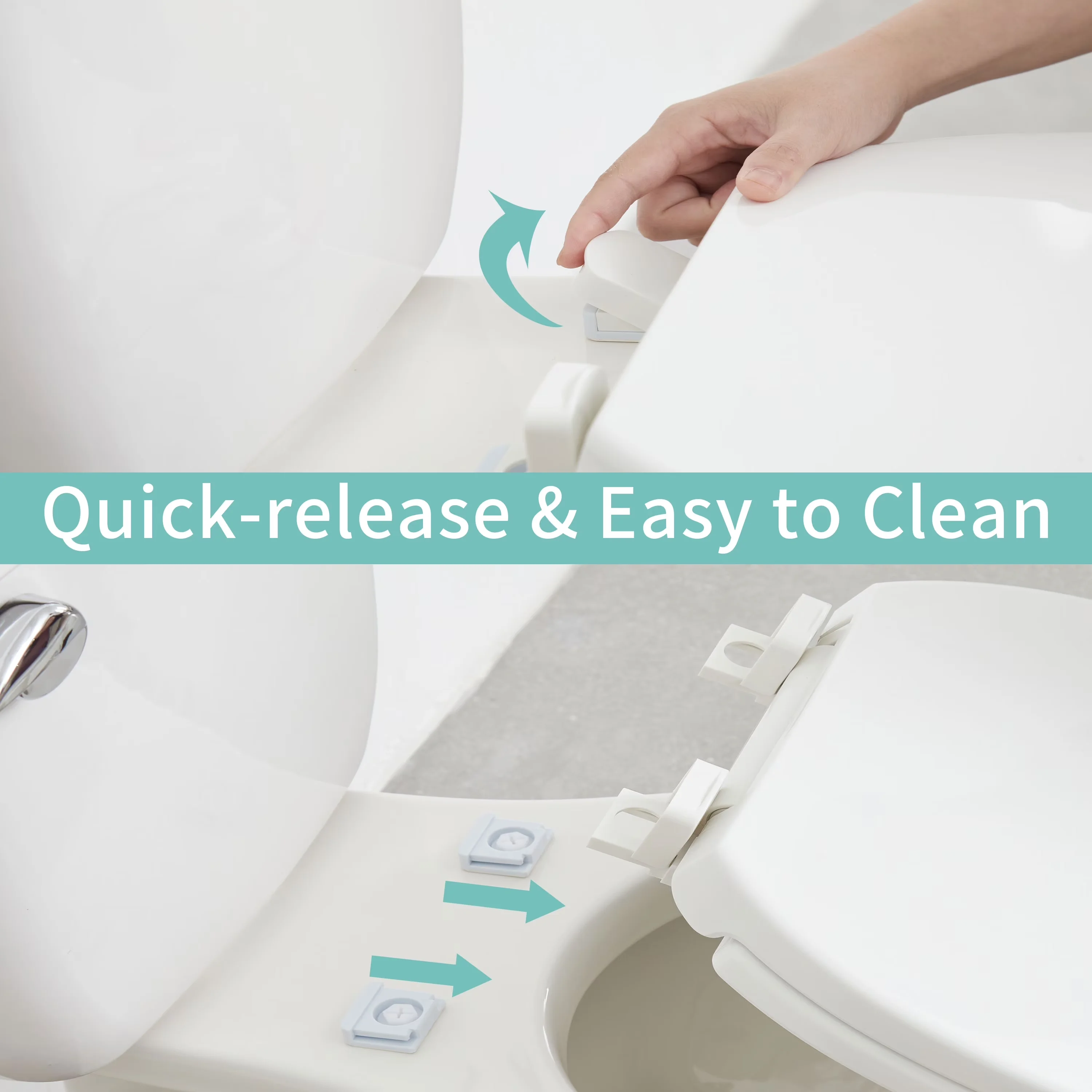 Toilet Seats And Lid Reliable with Easy To Install, Easy Release - White Polypropylene Model 8A4BF6