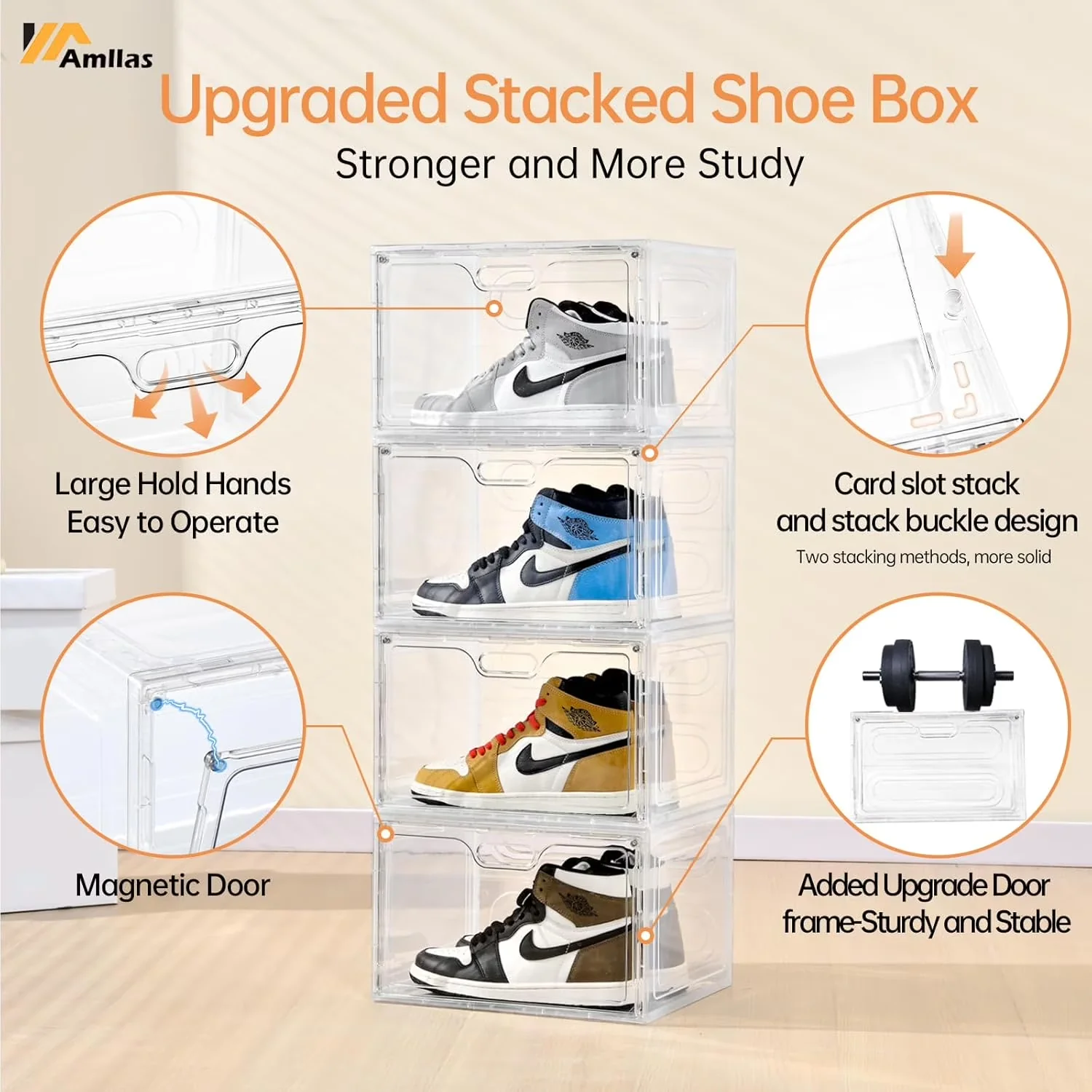 Innovative Garage Storage Supply with Stackable, Lids, Large Shoe Organizer - Clear Plastic Model 4E550D