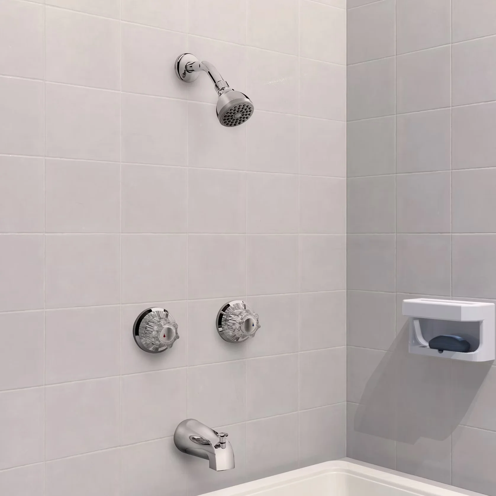 Modern Shower Head with Water Saver, Adjustable, Limited Lifetime Warranty - Metal Silver Model 3C76F2