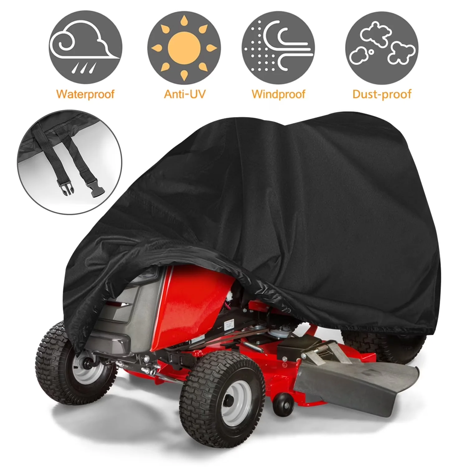 Premium Riding Lawn Mower with Waterproof - 420D Oxford Fabric Cloth Black Model A041D9