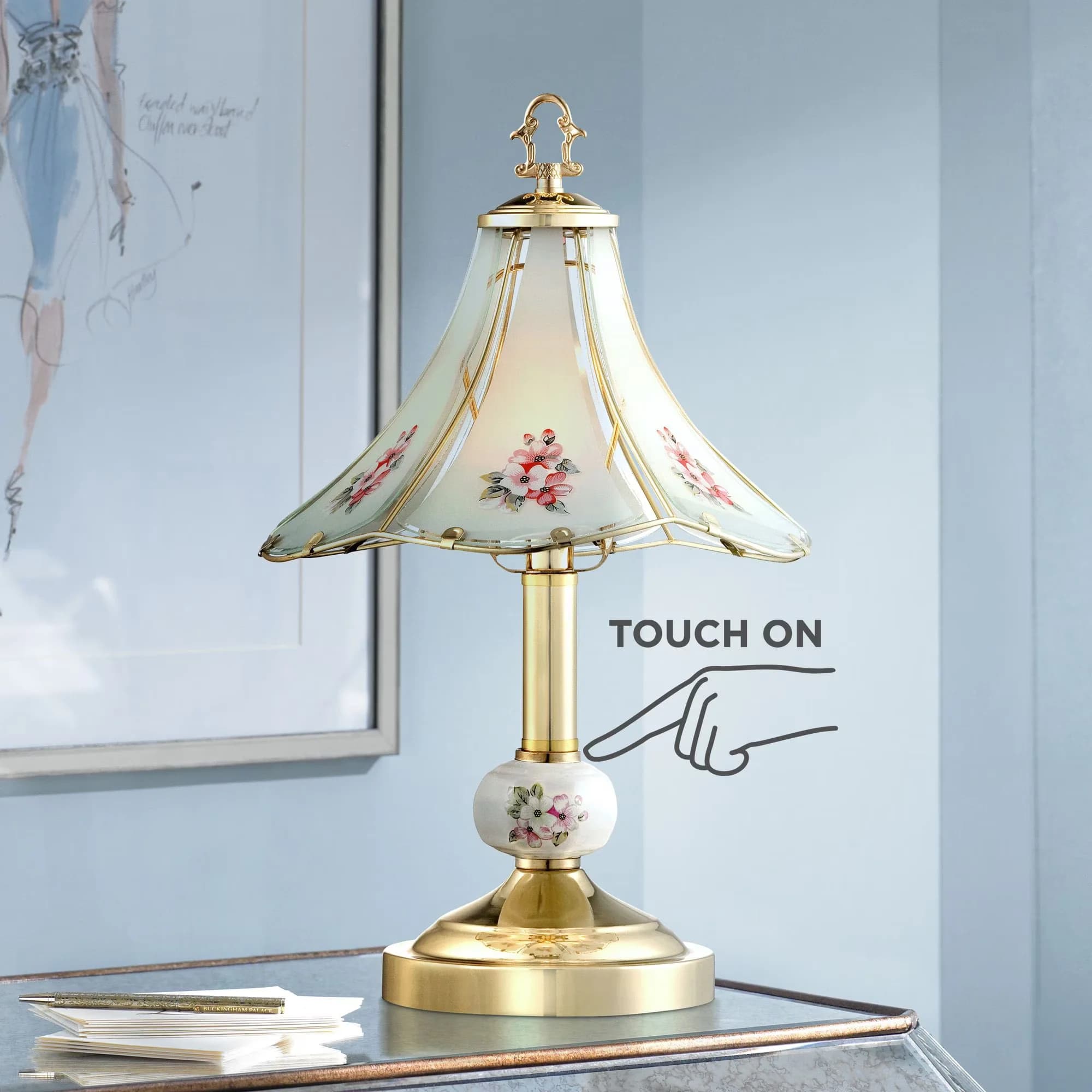 Lamp Premium with Halogen, Touch Sensor - Gold Metal for Bedroom, Home Model D905FA