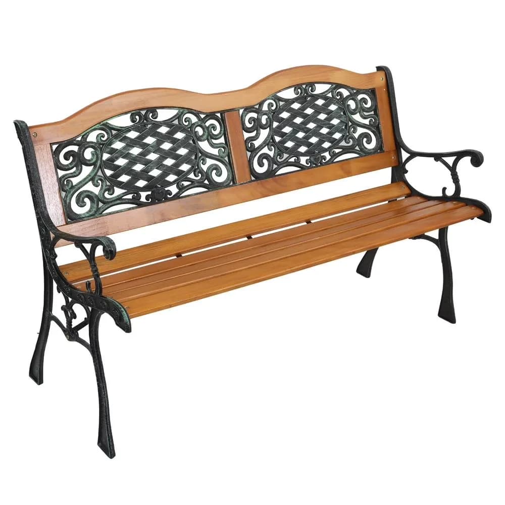 Patio Chair Stylish with Weather-Resistant, Bronze, 50" Slats Park Hardwood Bench - Iron & Hardwood & Pvc Off-White Model E8FFBA