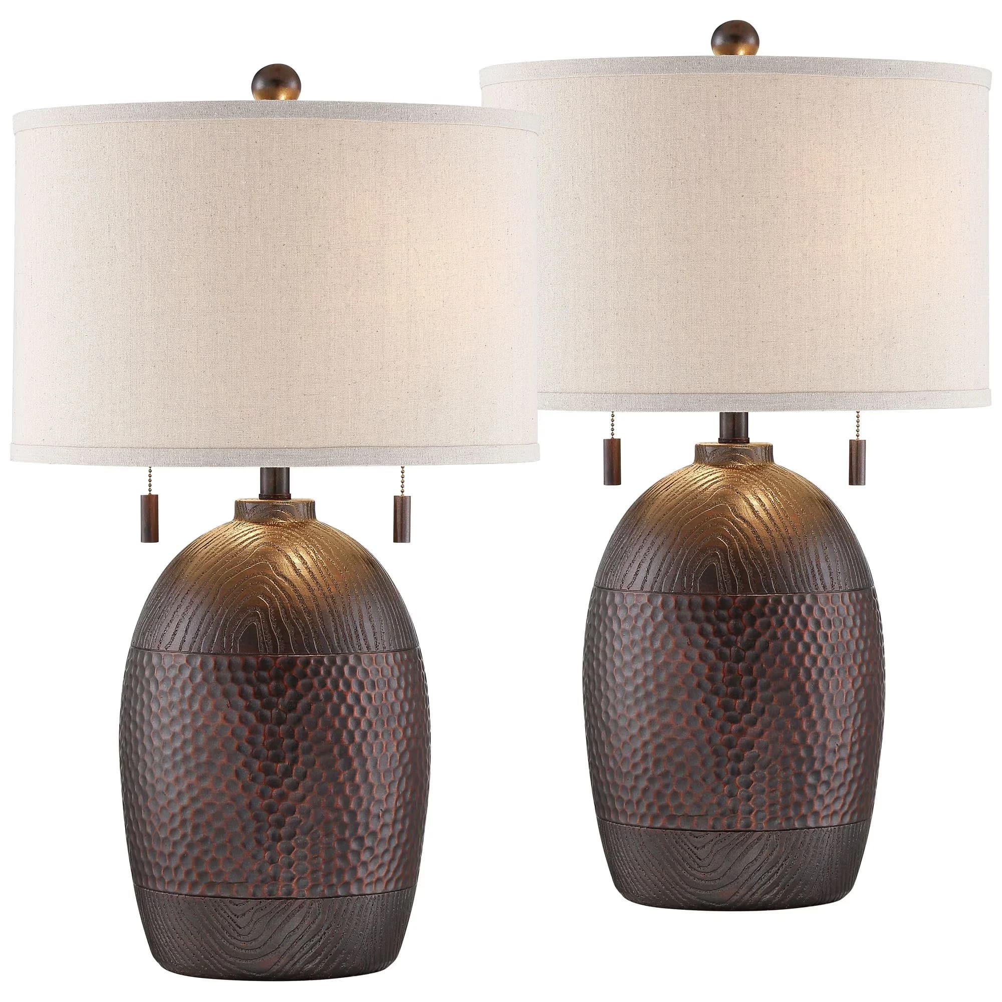 Efficient Lamp Set with Incandescent, Country - Cast Resin Brown 1/2 - Traditional Style Model 4491C4