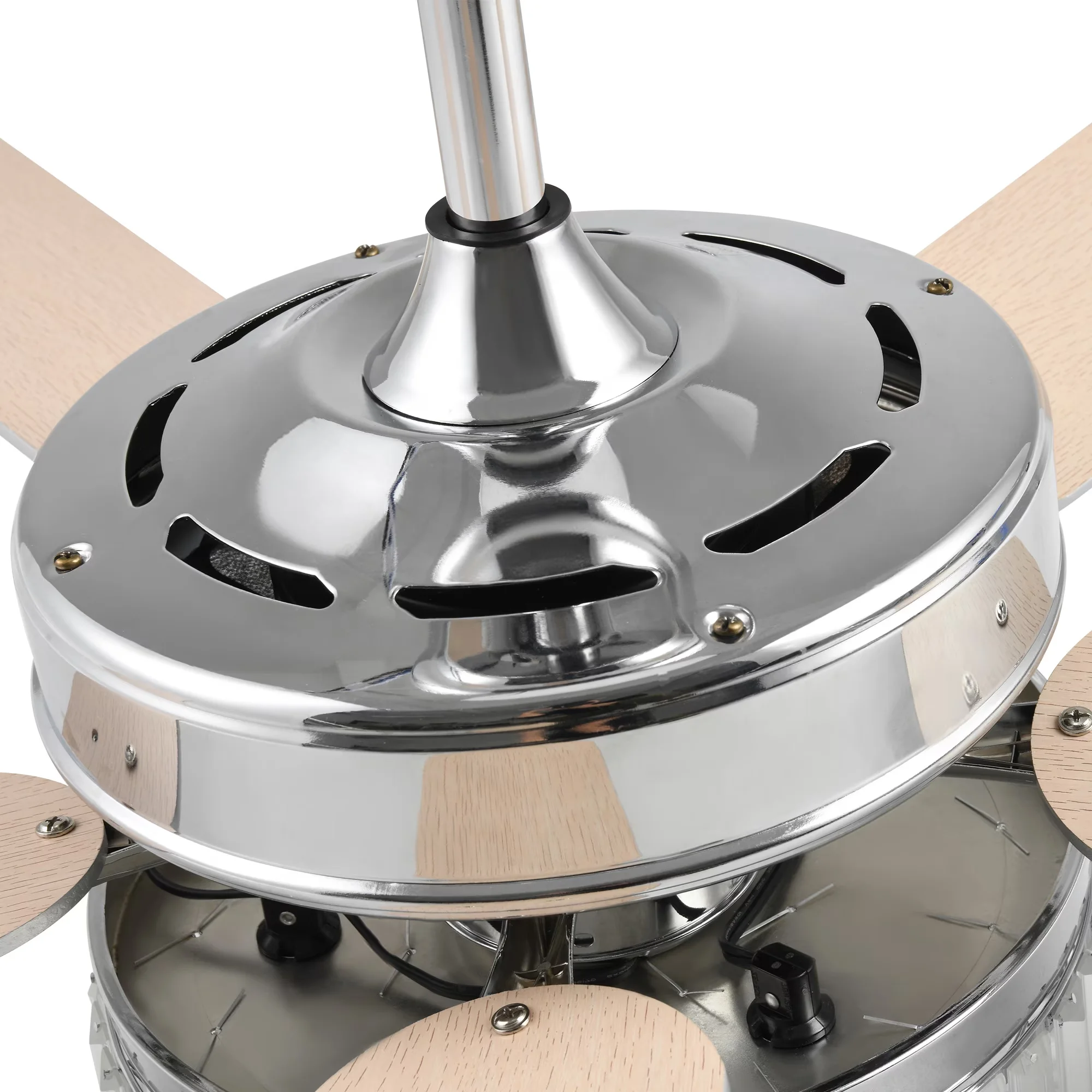 Quality Ceiling Fan with LED, Transitional, 52'' Chandelier - Wood White Model 2C32E9